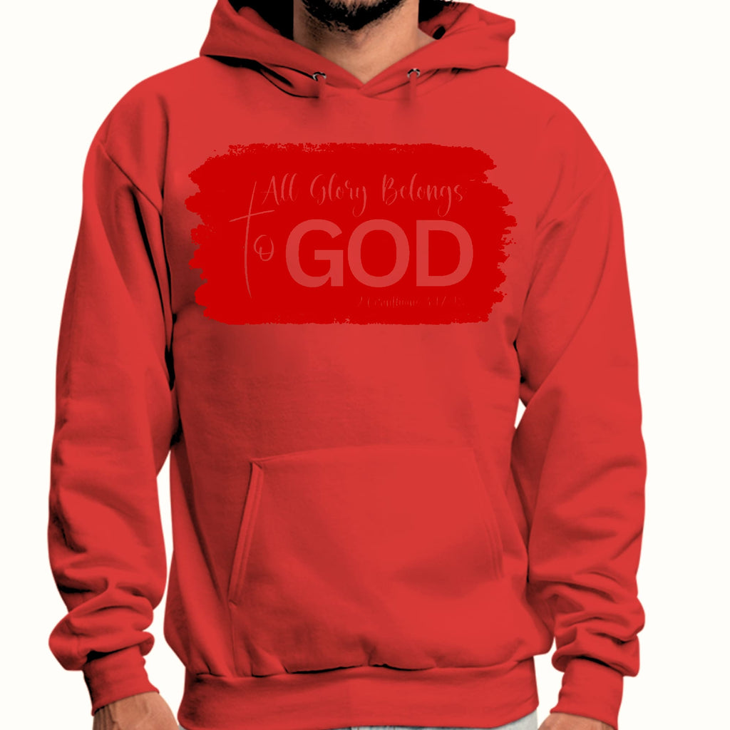 Mens Graphic Hoodie All Glory Belongs to God - Red