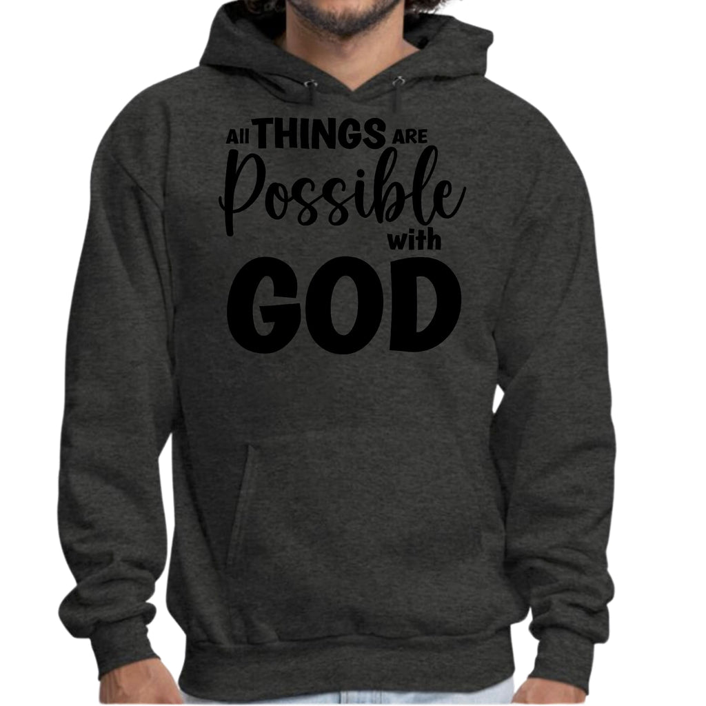 Mens Graphic Hoodie All Things are Possible with God - Black
