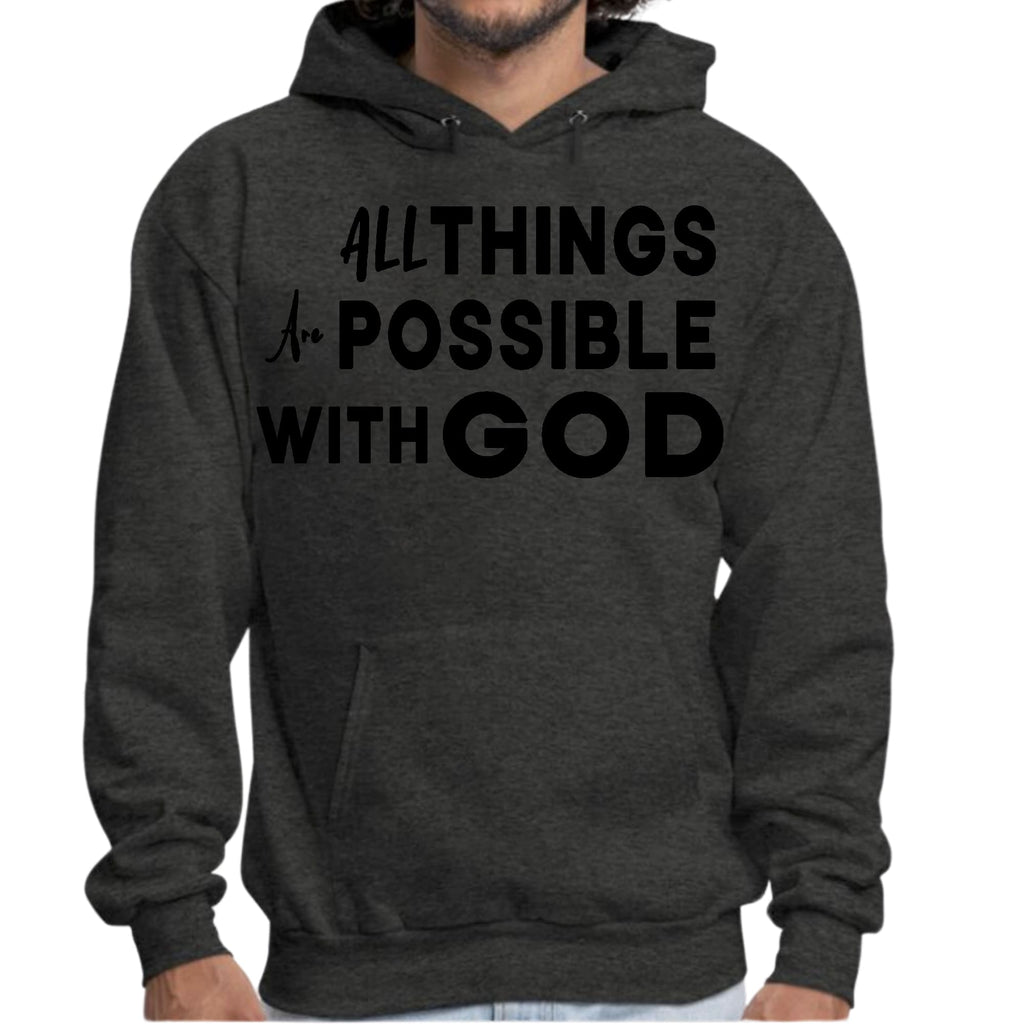 Mens Graphic Hoodie All Things are Possible with God Black