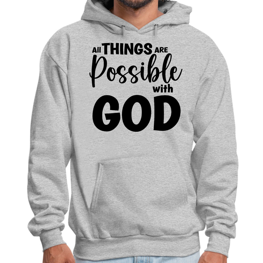 Mens Graphic Hoodie All Things are Possible with God - Black