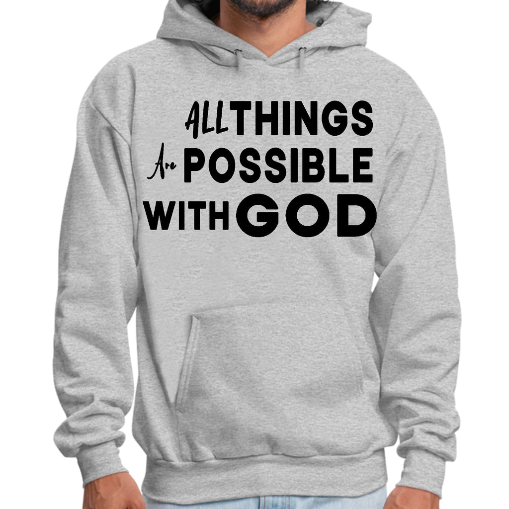 Mens Graphic Hoodie All Things are Possible with God Black