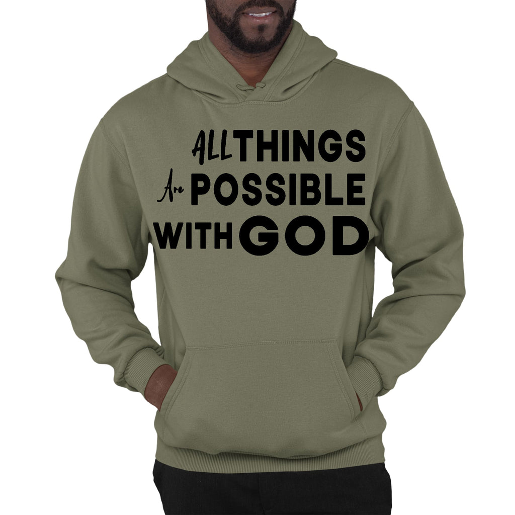 Mens Graphic Hoodie All Things are Possible with God Black