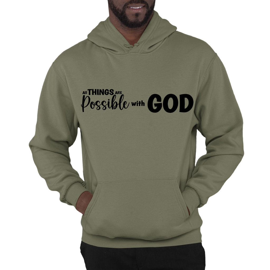 Mens Graphic Hoodie All Things are Possible with God - Black