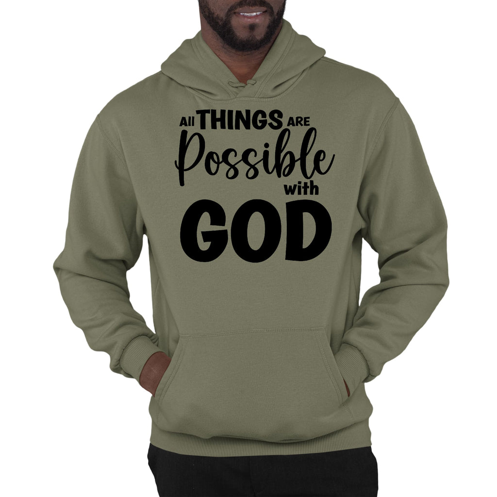 Mens Graphic Hoodie All Things are Possible with God - Black