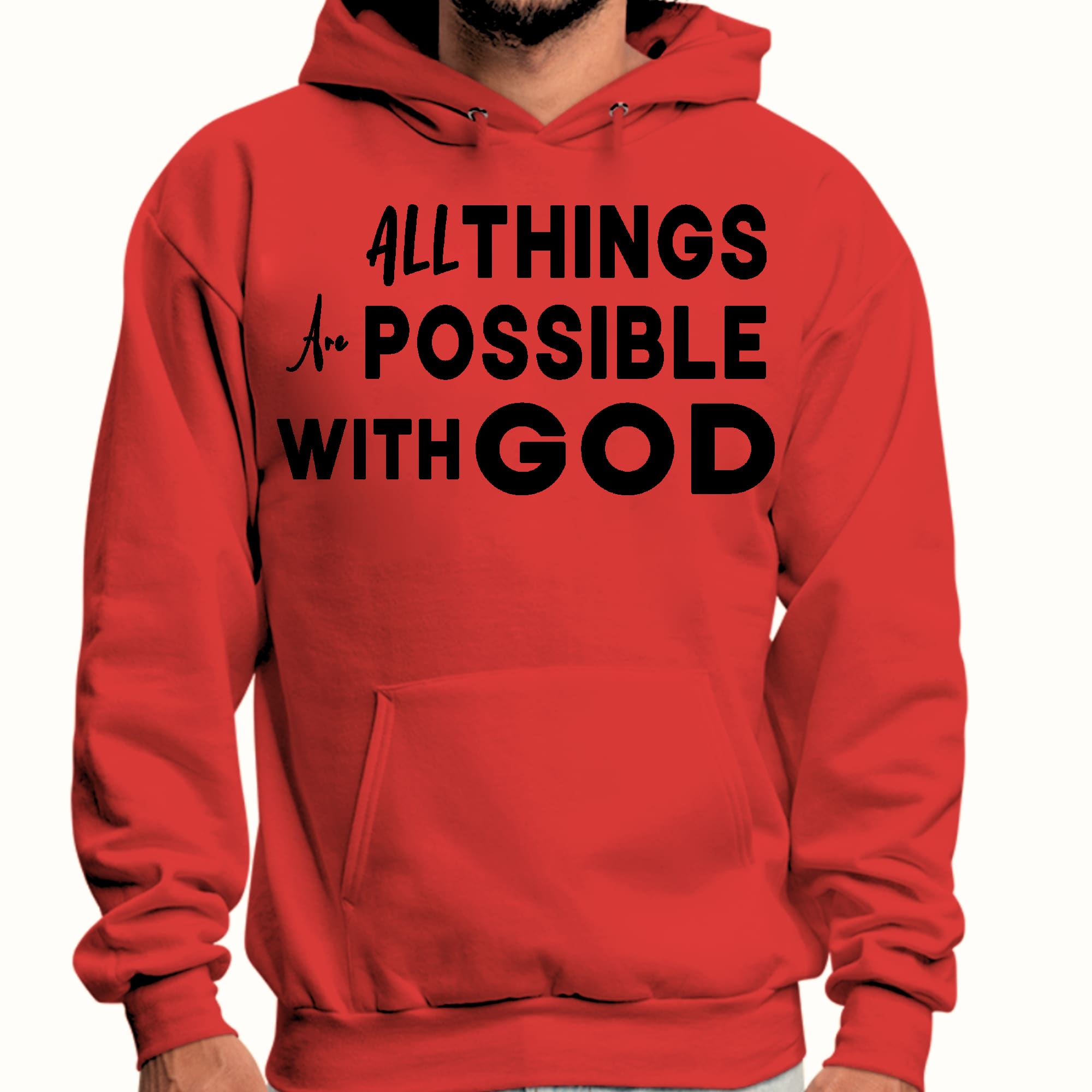 Mens Graphic Hoodie All Things are Possible with God Black