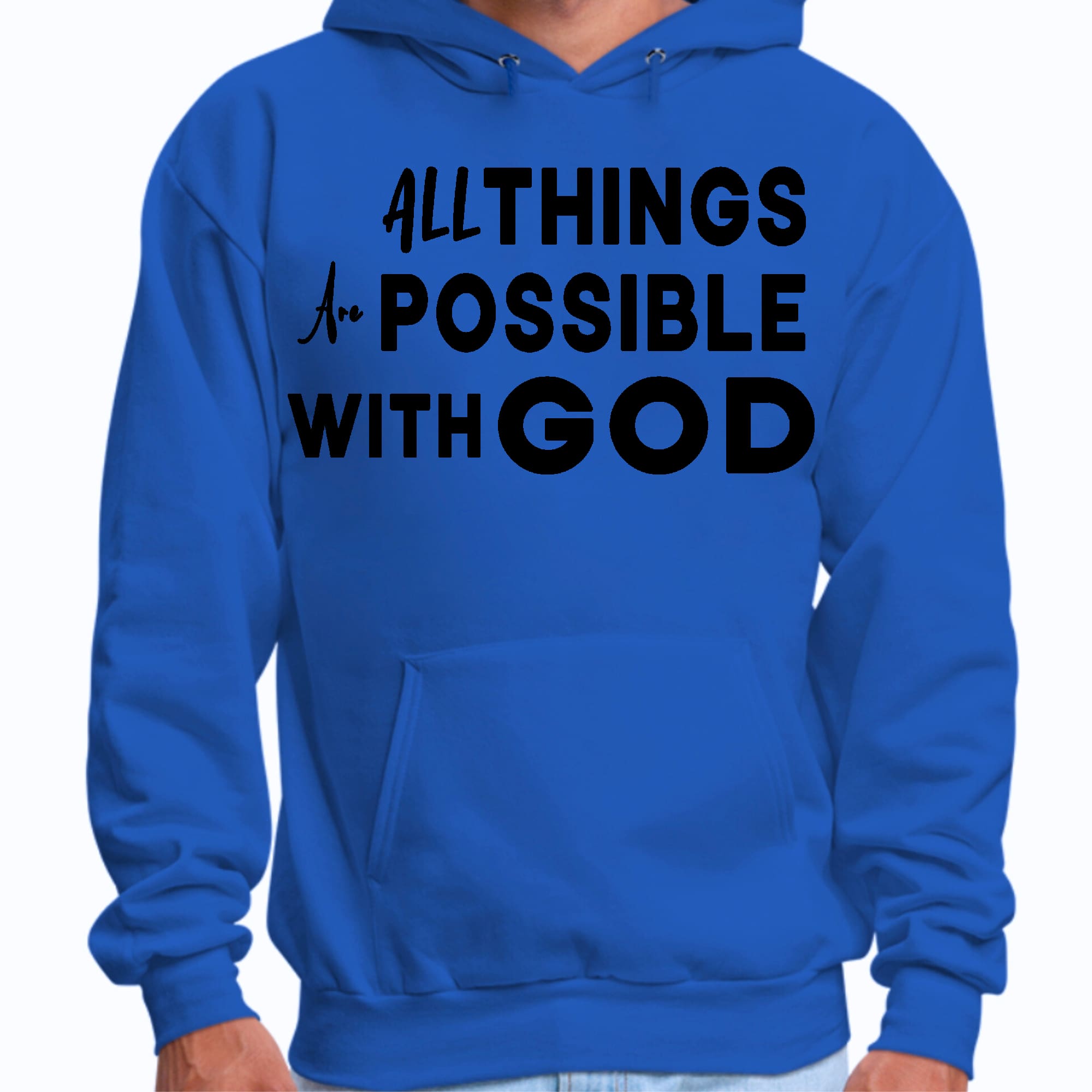 Mens Graphic Hoodie All Things are Possible with God Black
