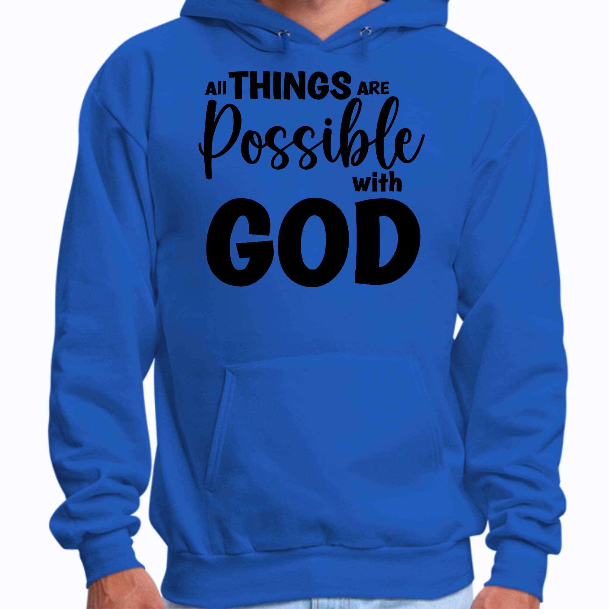 Mens Graphic Hoodie All Things are Possible with God - Black