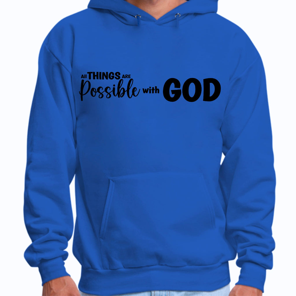 Mens Graphic Hoodie All Things are Possible with God - Black