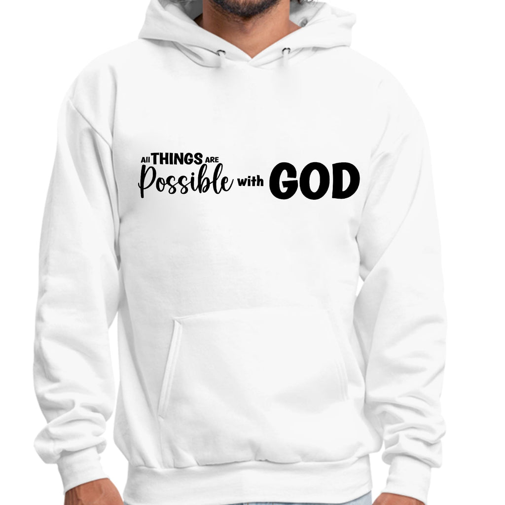 Mens Graphic Hoodie All Things are Possible with God - Black