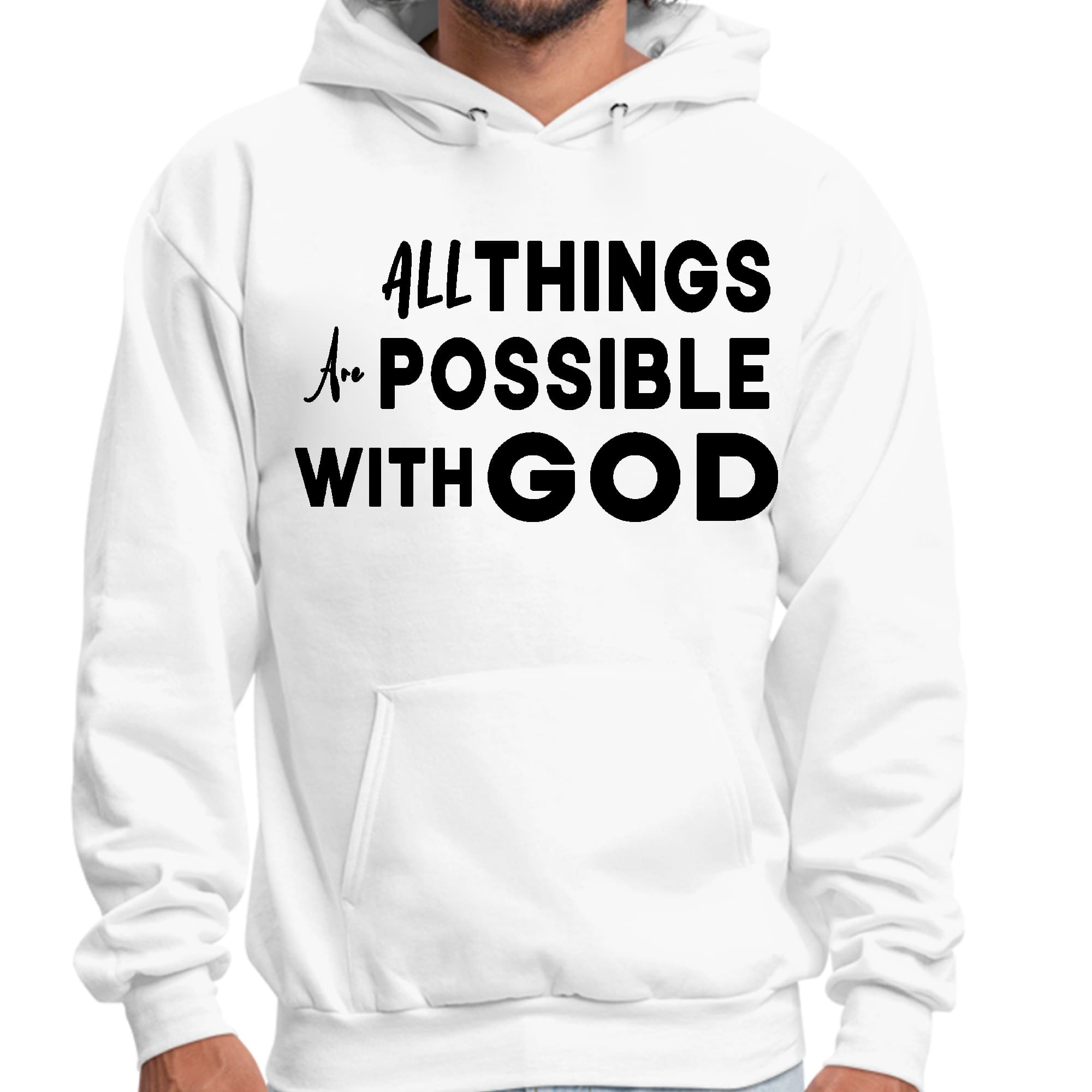 Mens Graphic Hoodie All Things are Possible with God Black