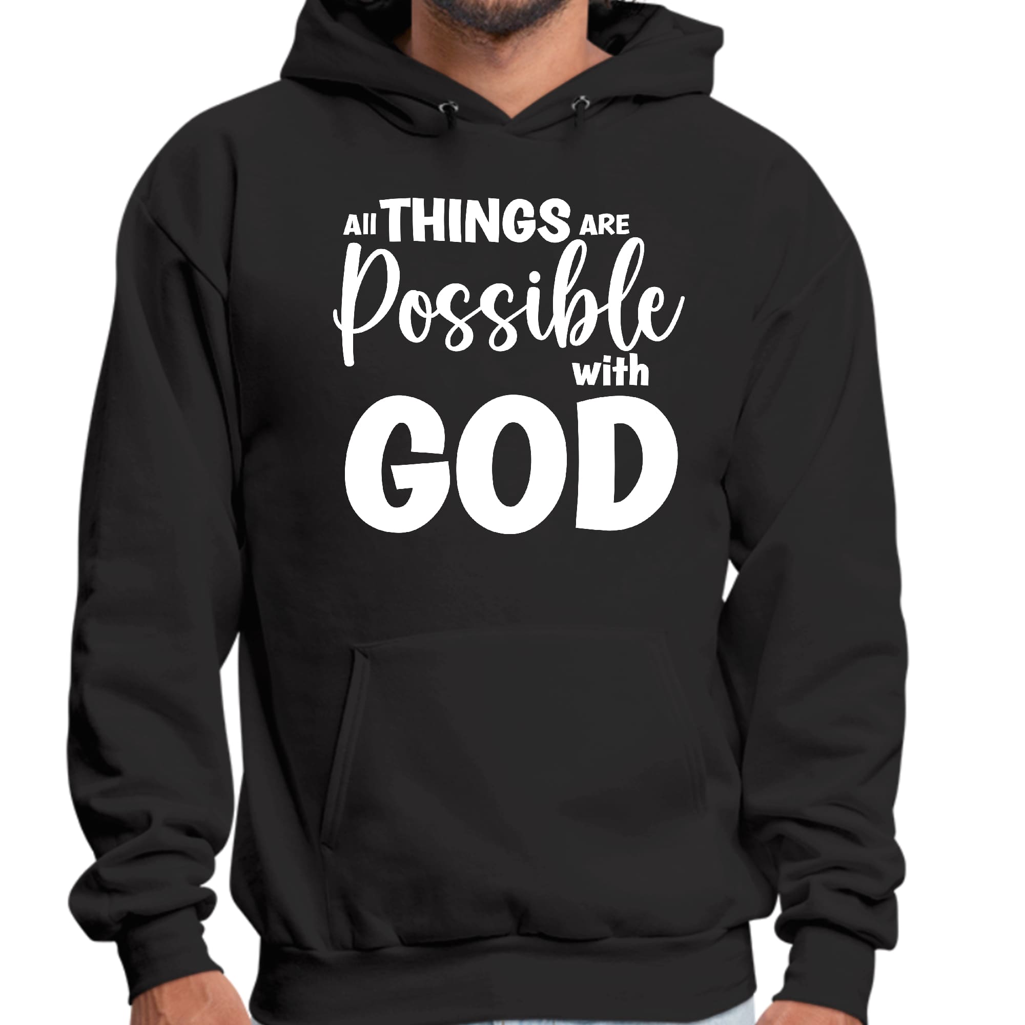 Mens Graphic Hoodie All Things are Possible with God
