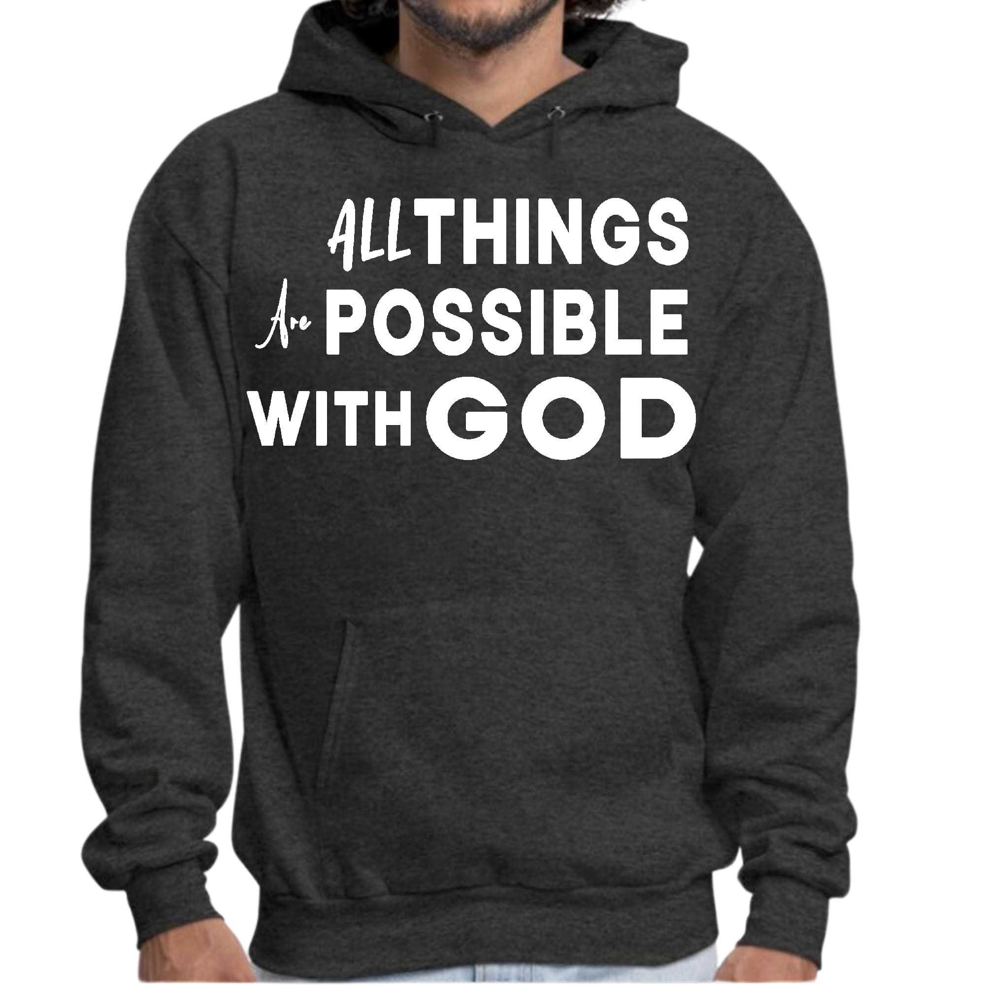 Mens Graphic Hoodie All Things are Possible with God