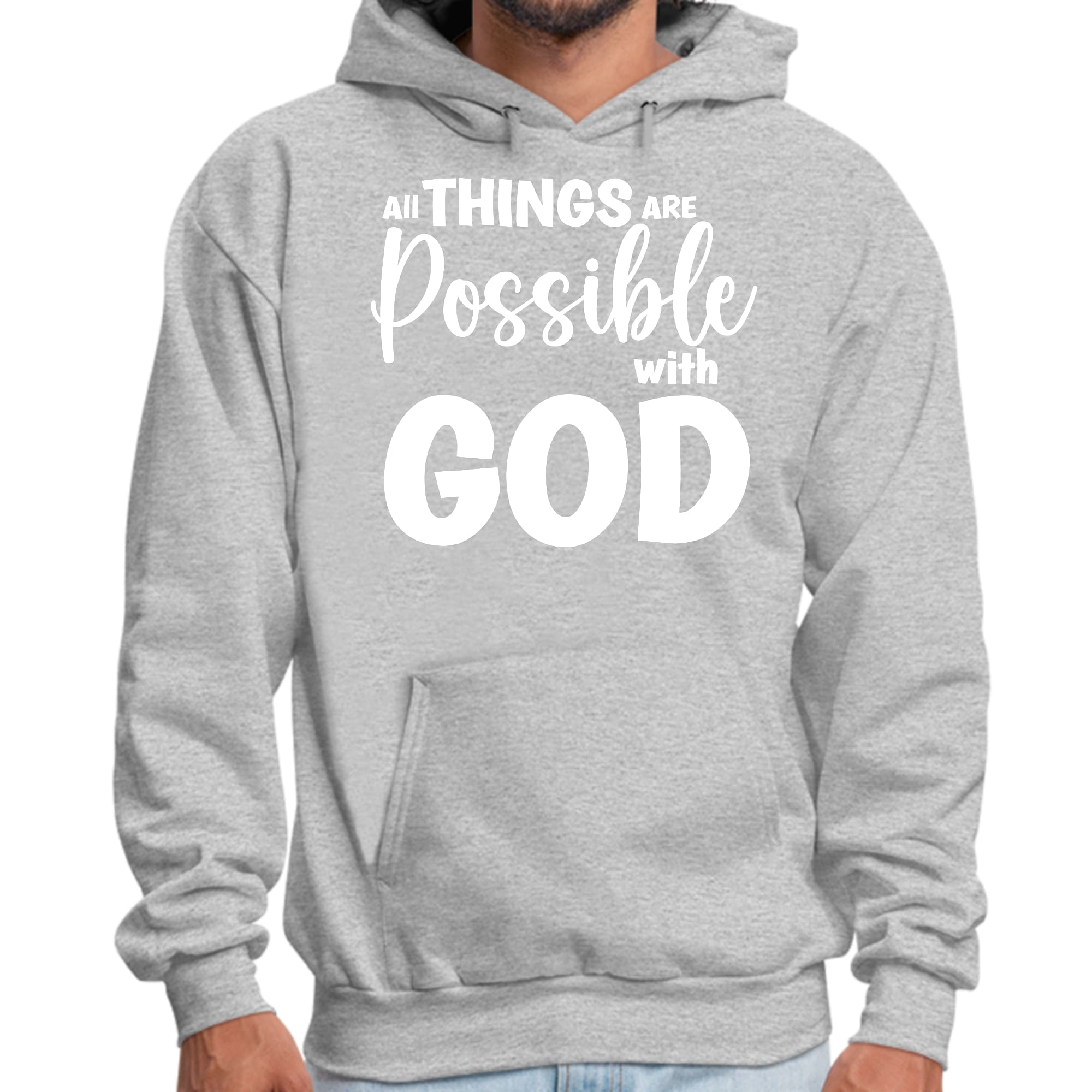 Mens Graphic Hoodie All Things are Possible with God