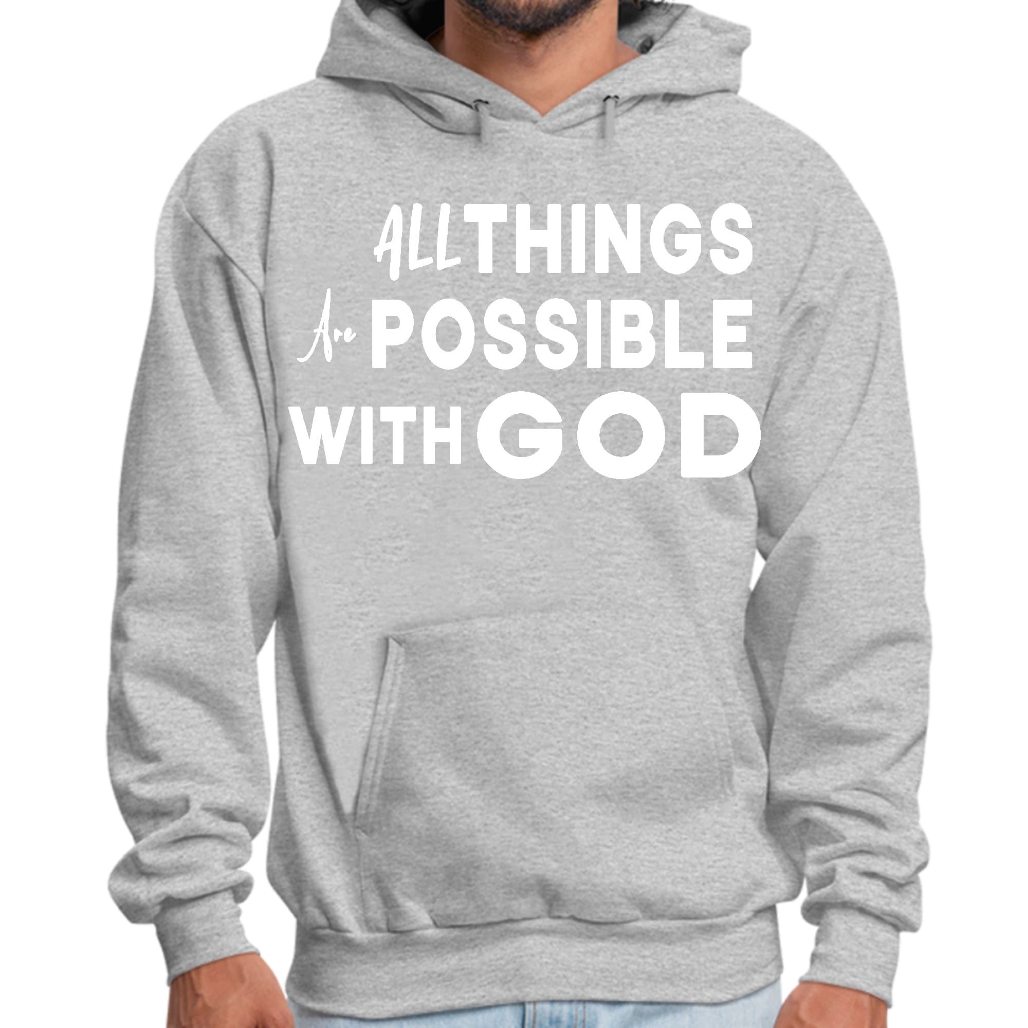 Mens Graphic Hoodie All Things are Possible with God
