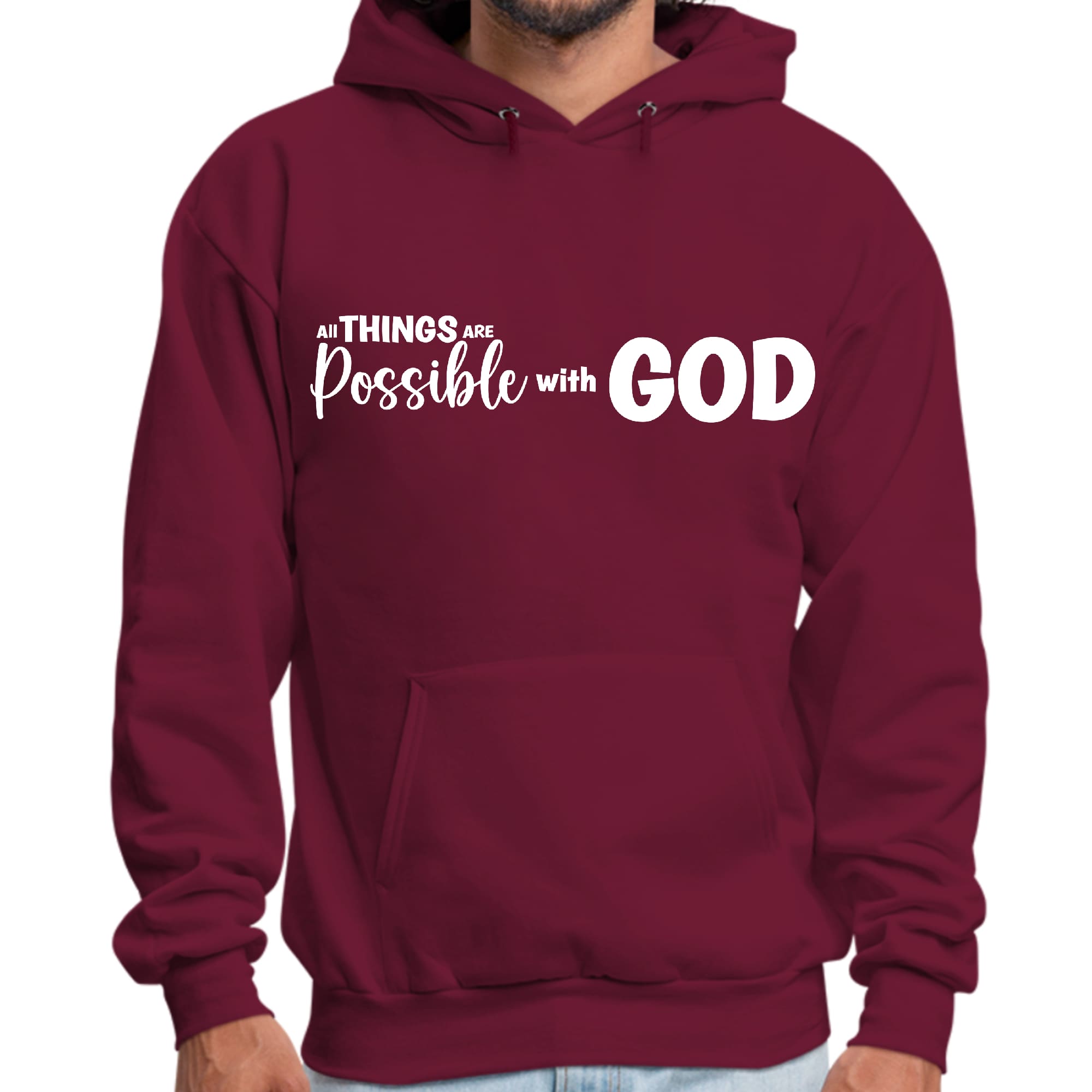 Mens Graphic Hoodie All Things are Possible with God