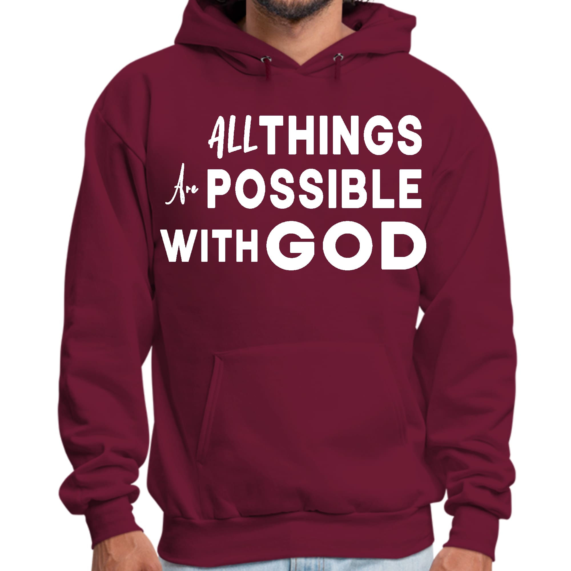 Mens Graphic Hoodie All Things are Possible with God