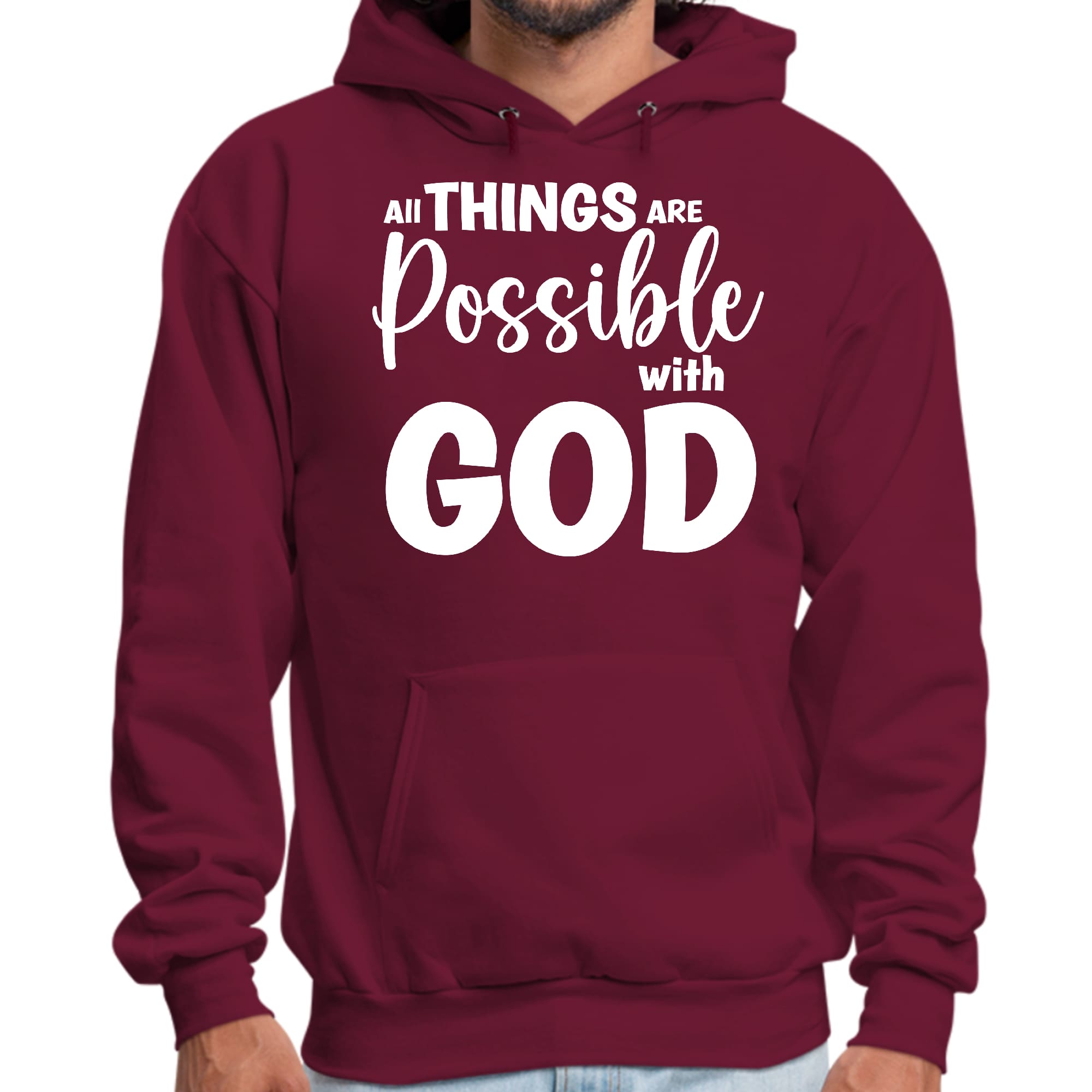 Mens Graphic Hoodie All Things are Possible with God