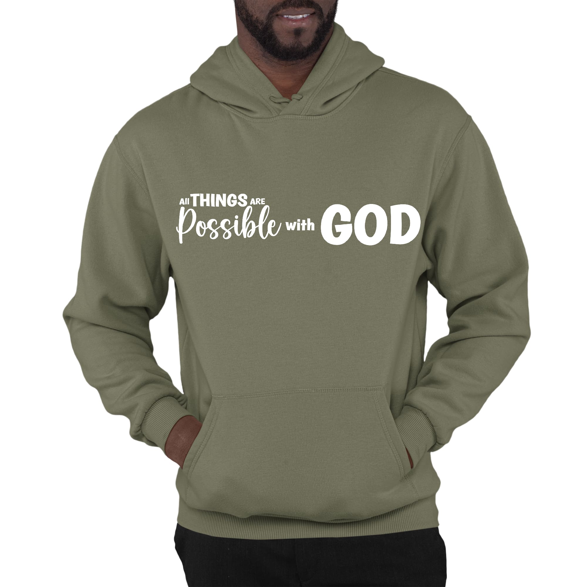 Mens Graphic Hoodie All Things are Possible with God