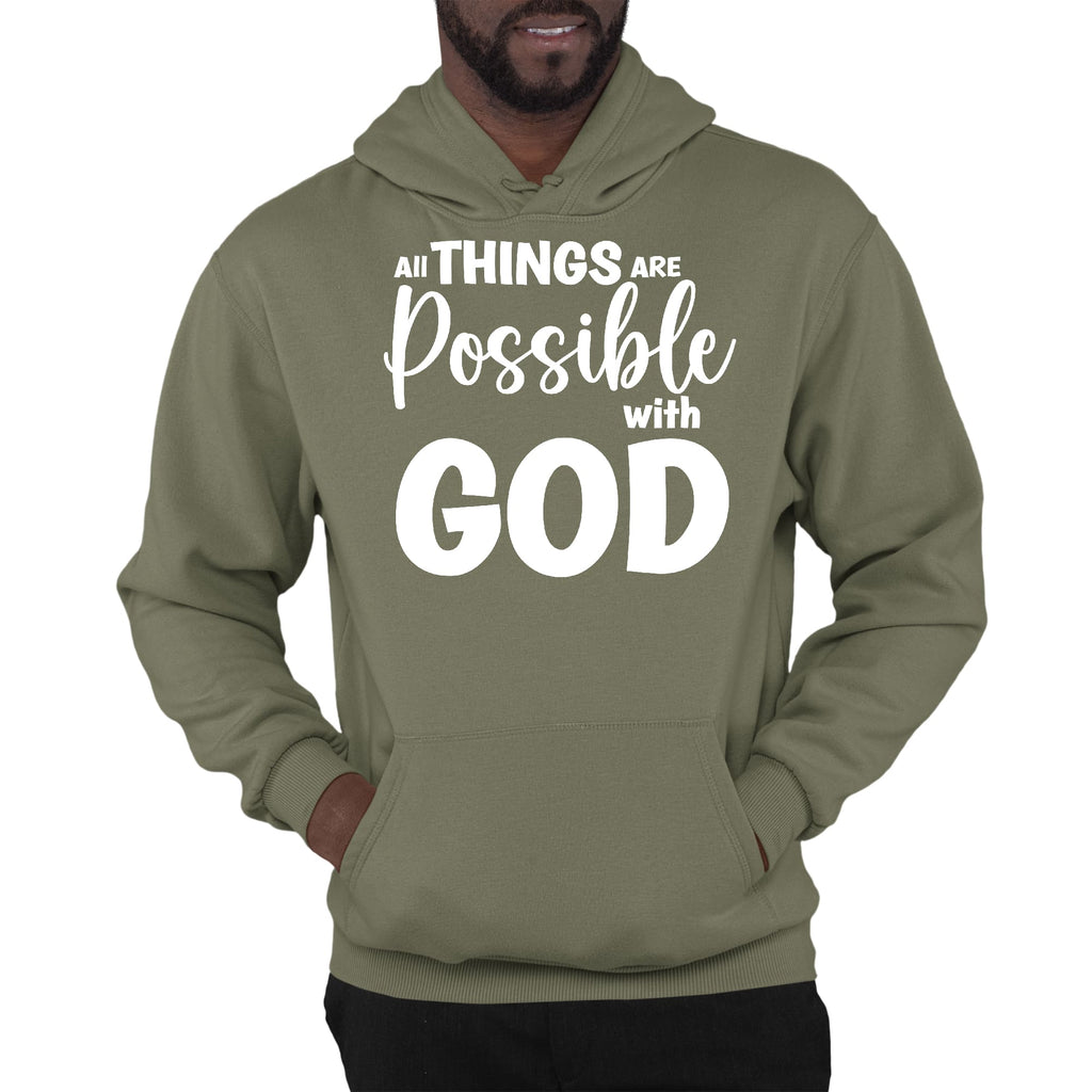 Mens Graphic Hoodie All Things are Possible with God