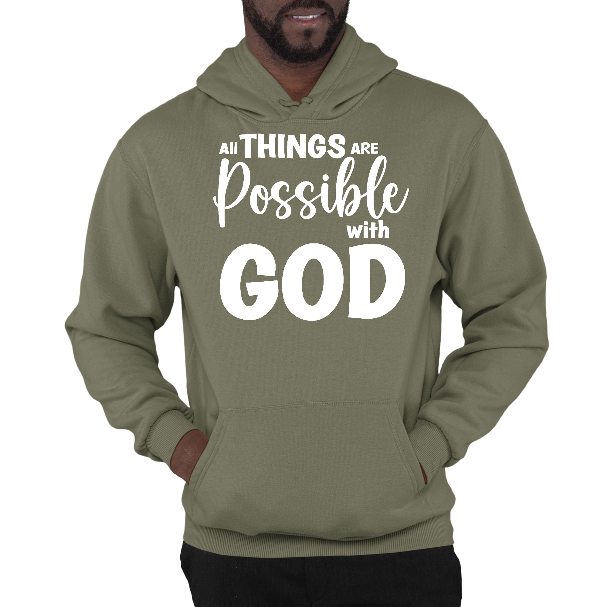 Mens Graphic Hoodie All Things are Possible with God