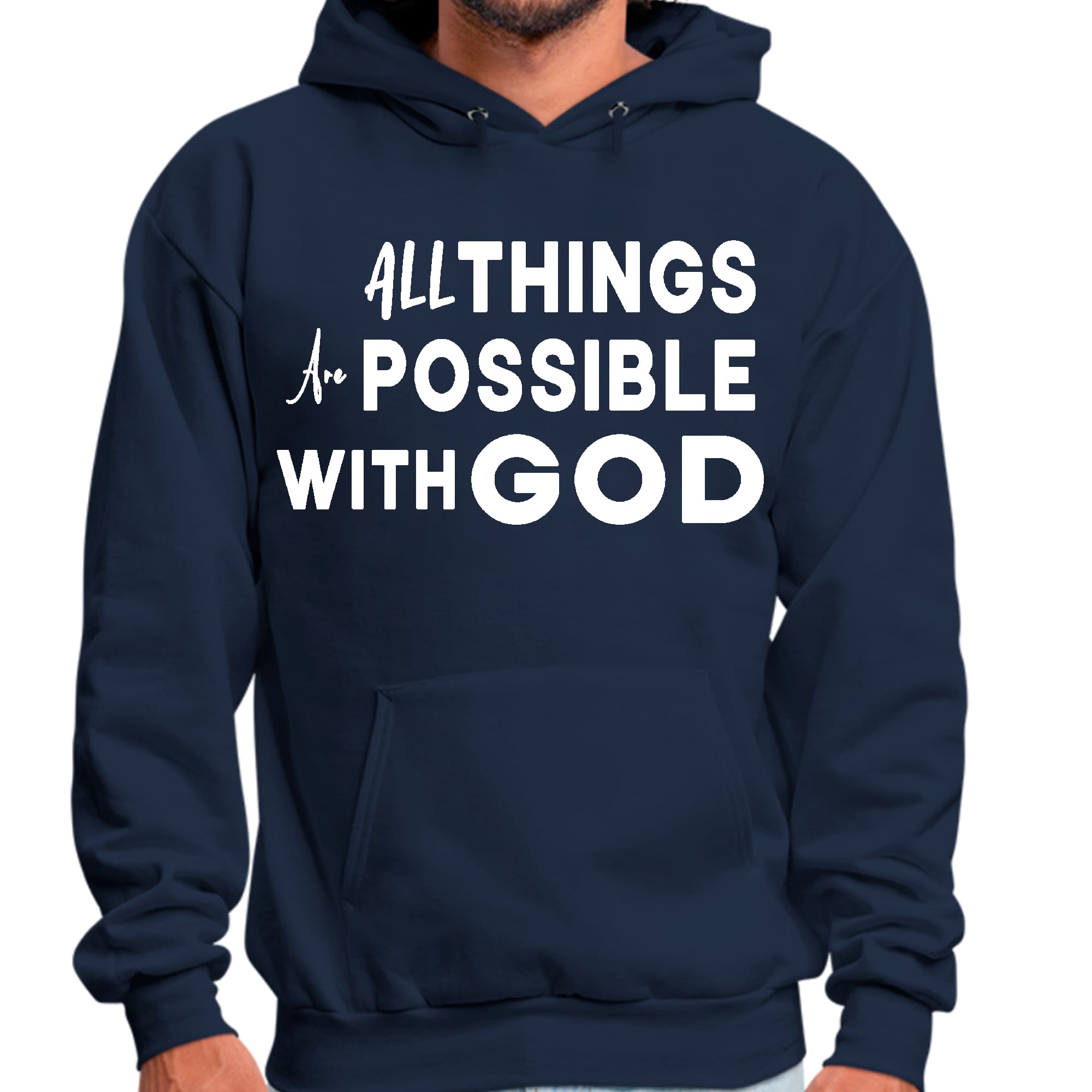 Mens Graphic Hoodie All Things are Possible with God