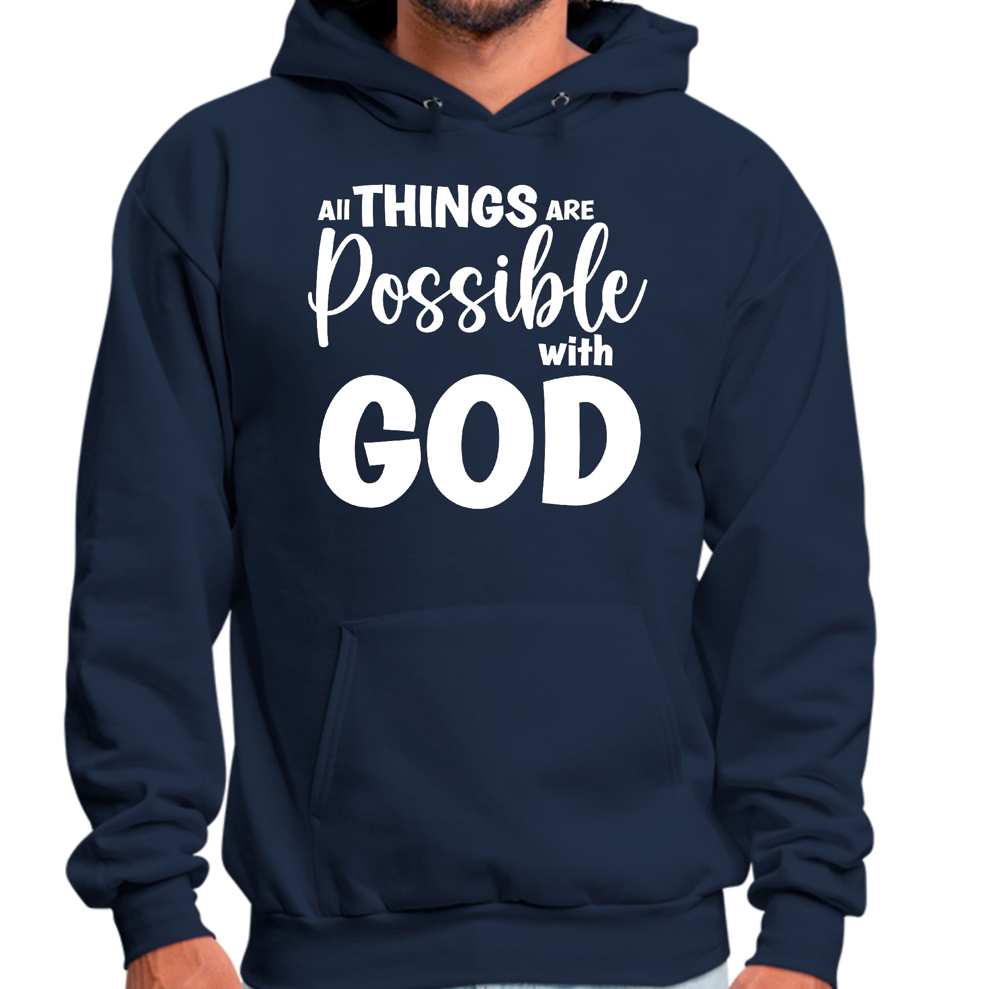 Mens Graphic Hoodie All Things are Possible with God