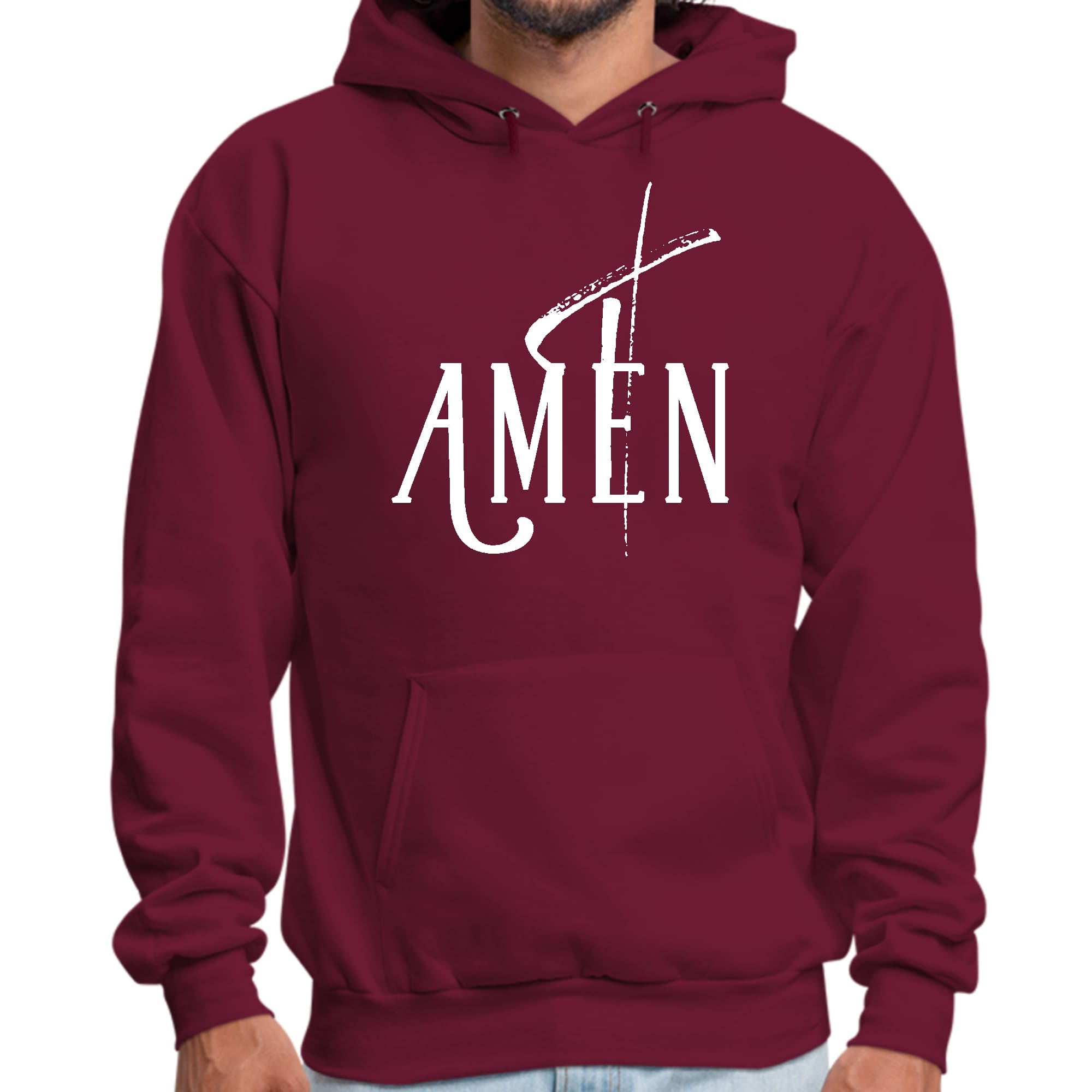 Mens Graphic Hoodie Amen White Print