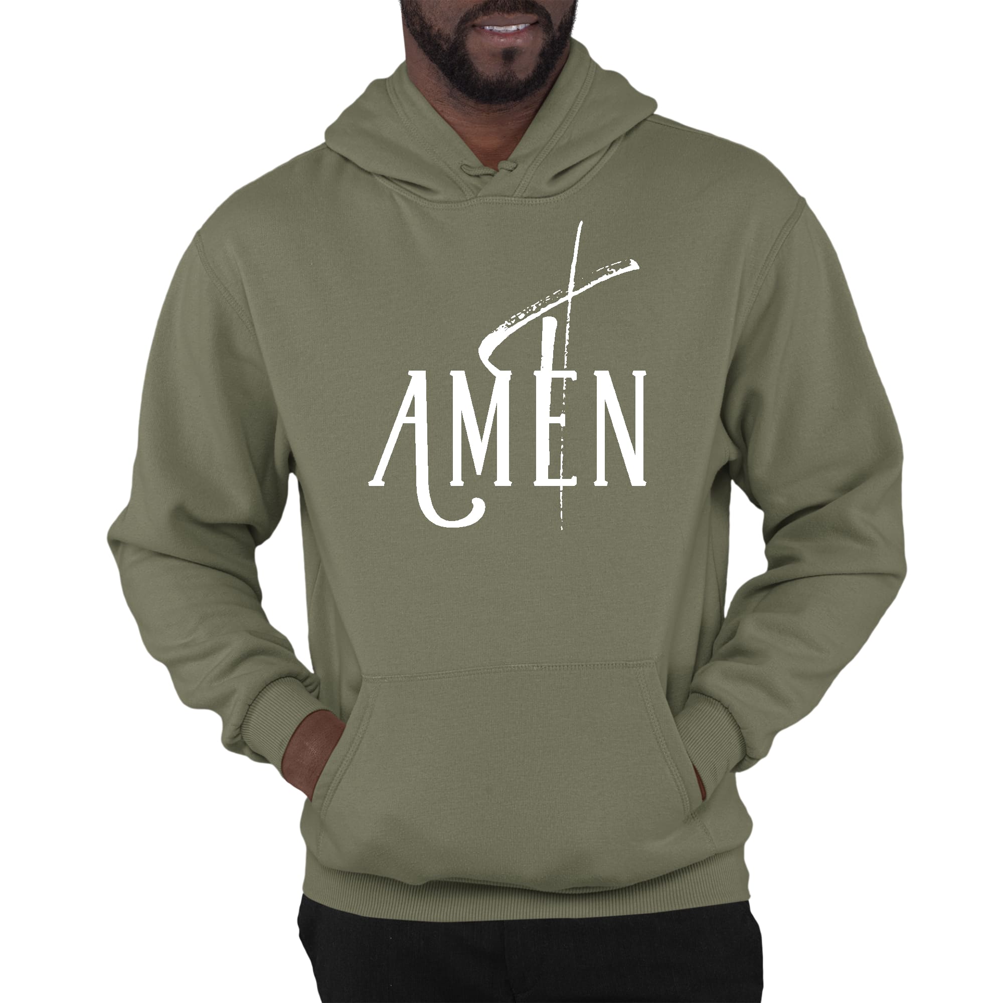 Mens Graphic Hoodie Amen White Print