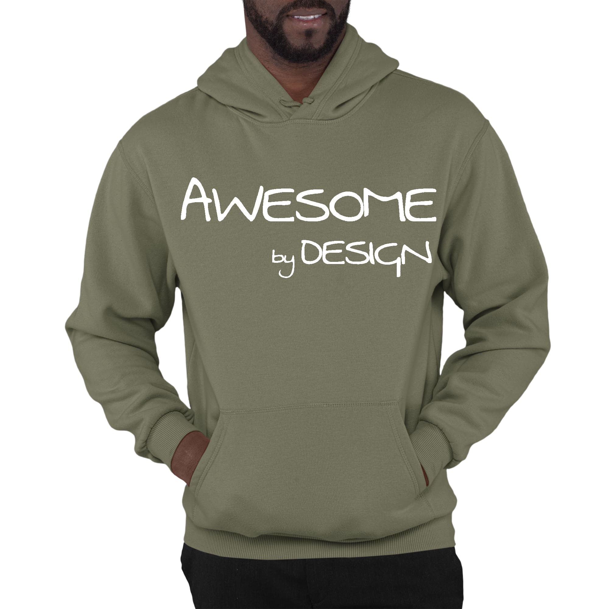 Mens Graphic Hoodie Awesome by Design White Print