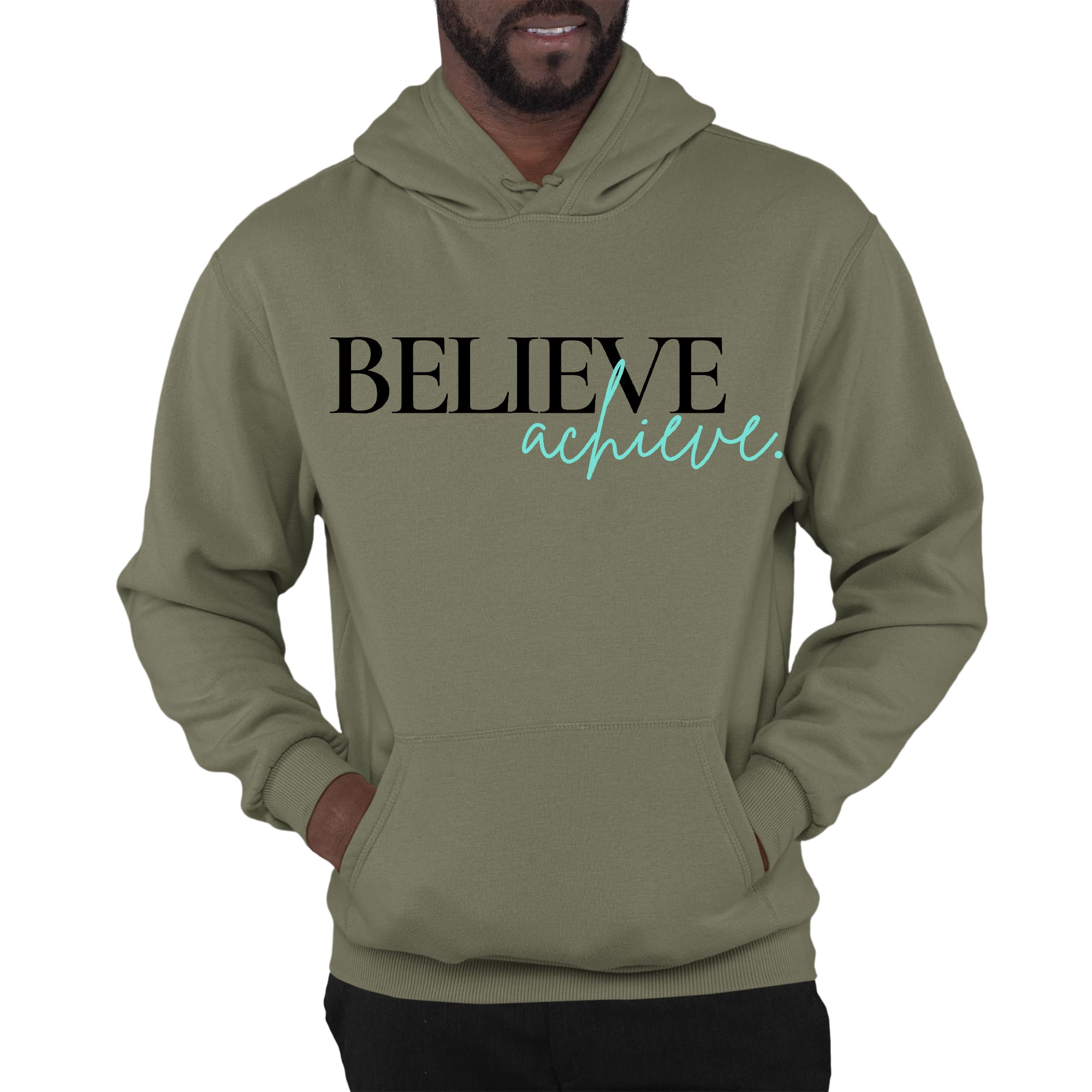 Mens Graphic Hoodie Believe and Achieve