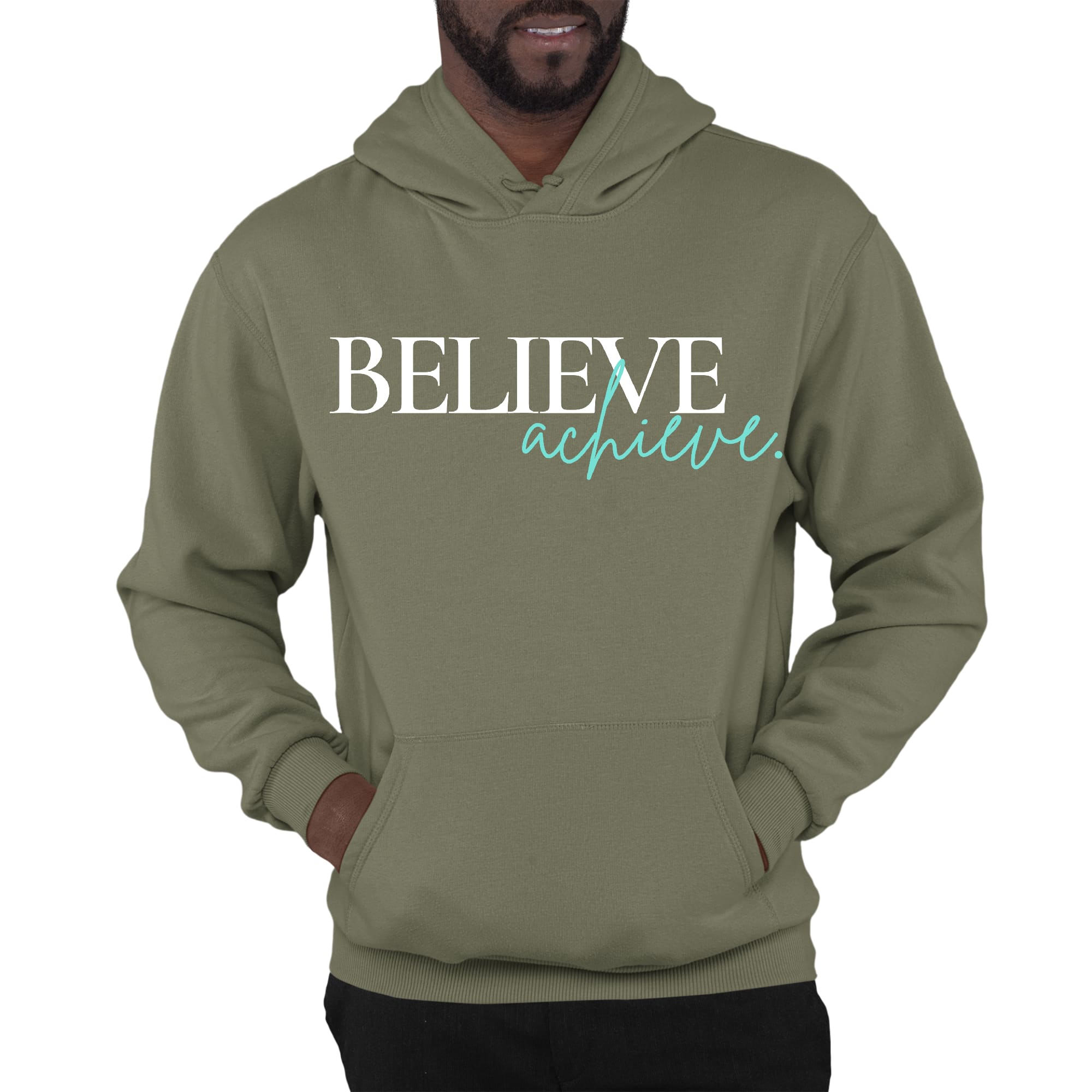 Mens Graphic Hoodie Believe and Achieve