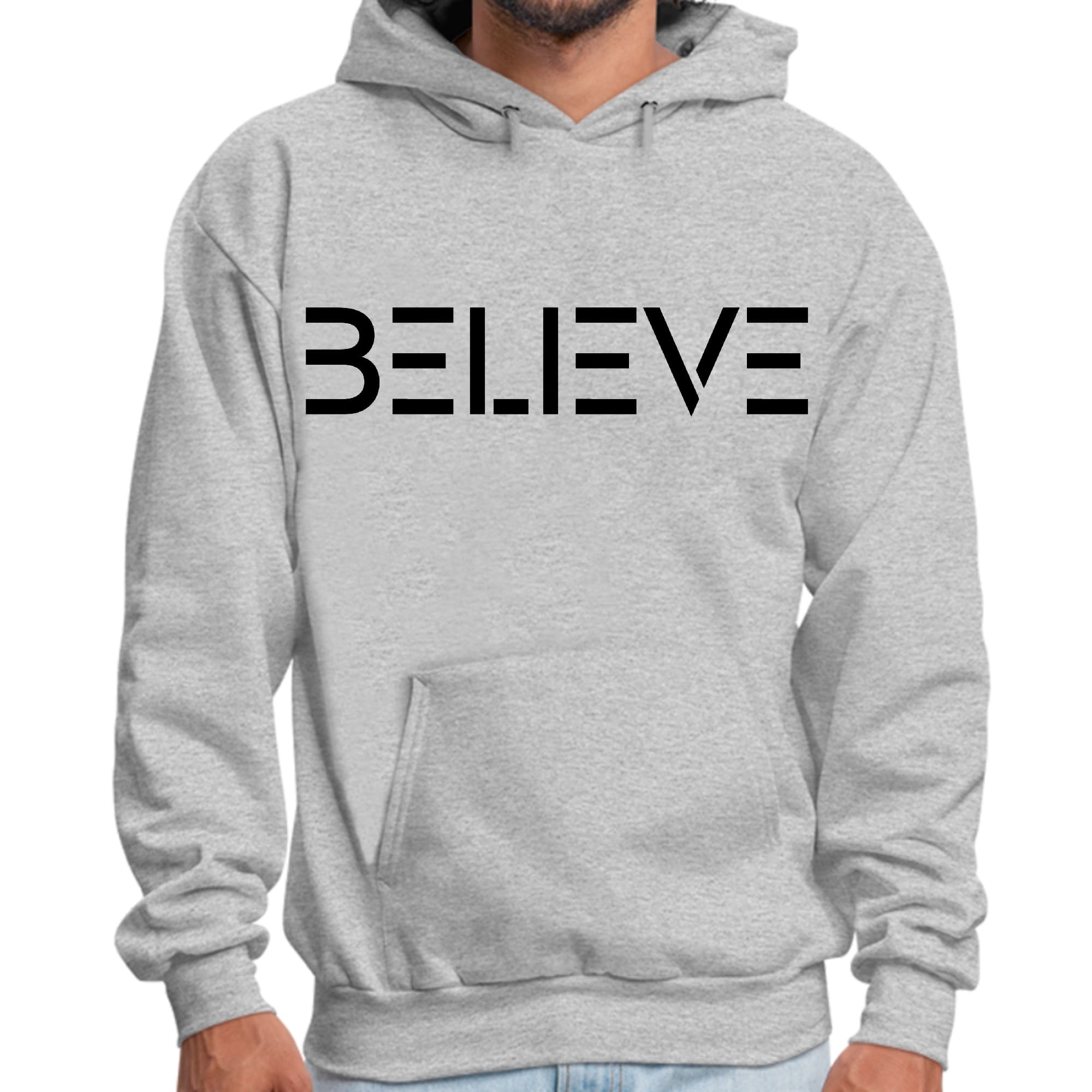 Mens Graphic Hoodie Believe Black Print