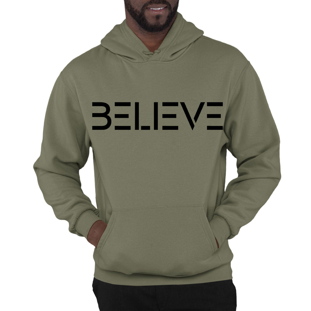 Mens Graphic Hoodie Believe Black Print