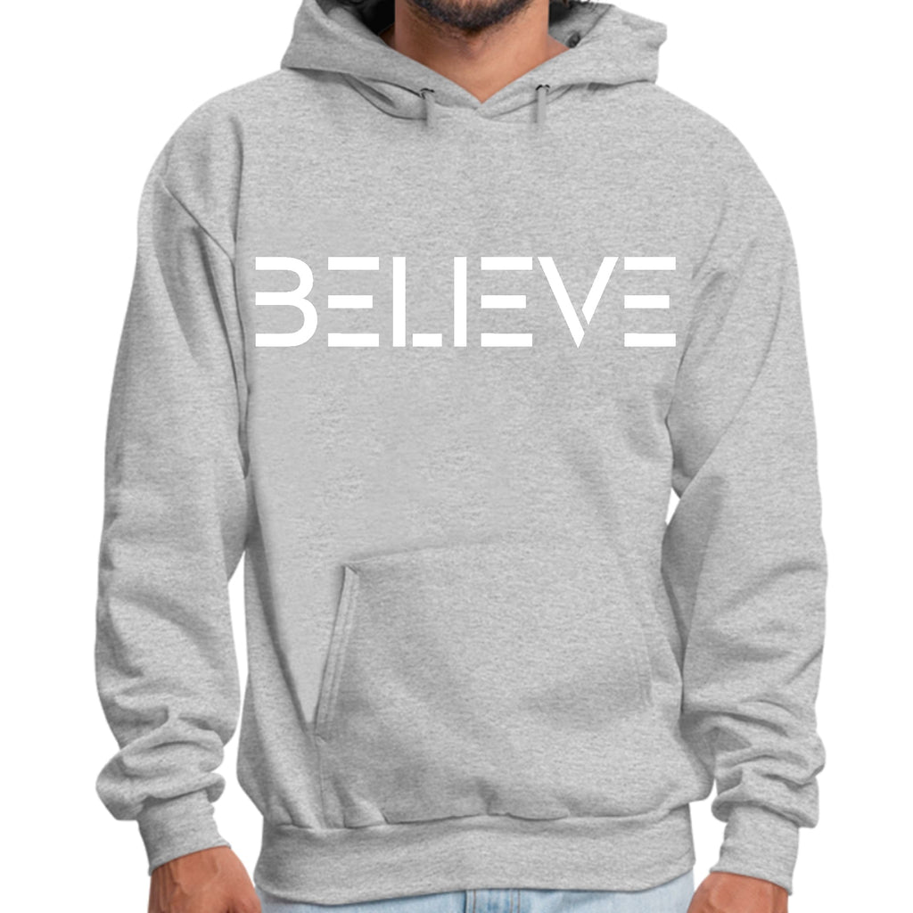 Mens Graphic Hoodie Believe White Print