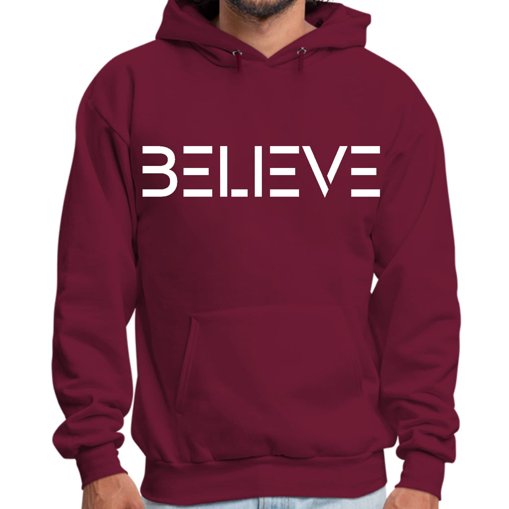 Mens Graphic Hoodie Believe White Print