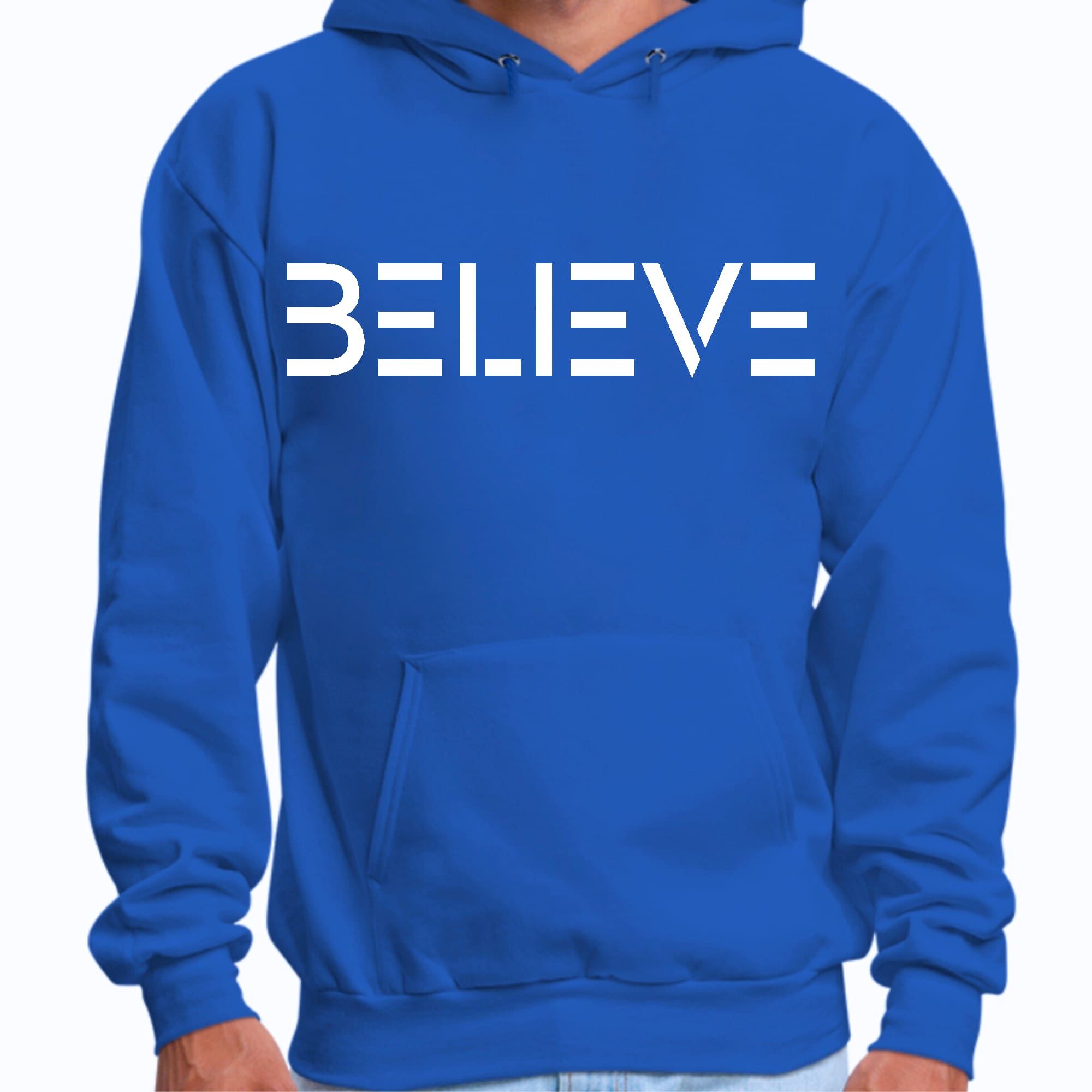 Mens Graphic Hoodie Believe White Print