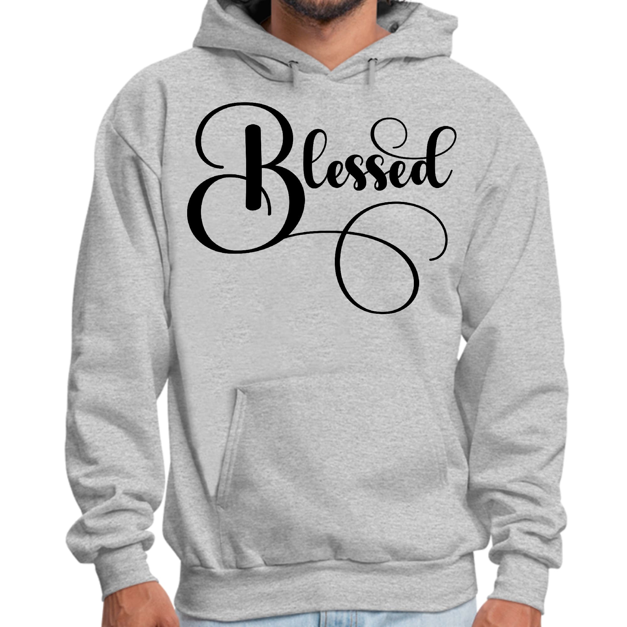 Mens Graphic Hoodie Blessed Black Graphic Illustration