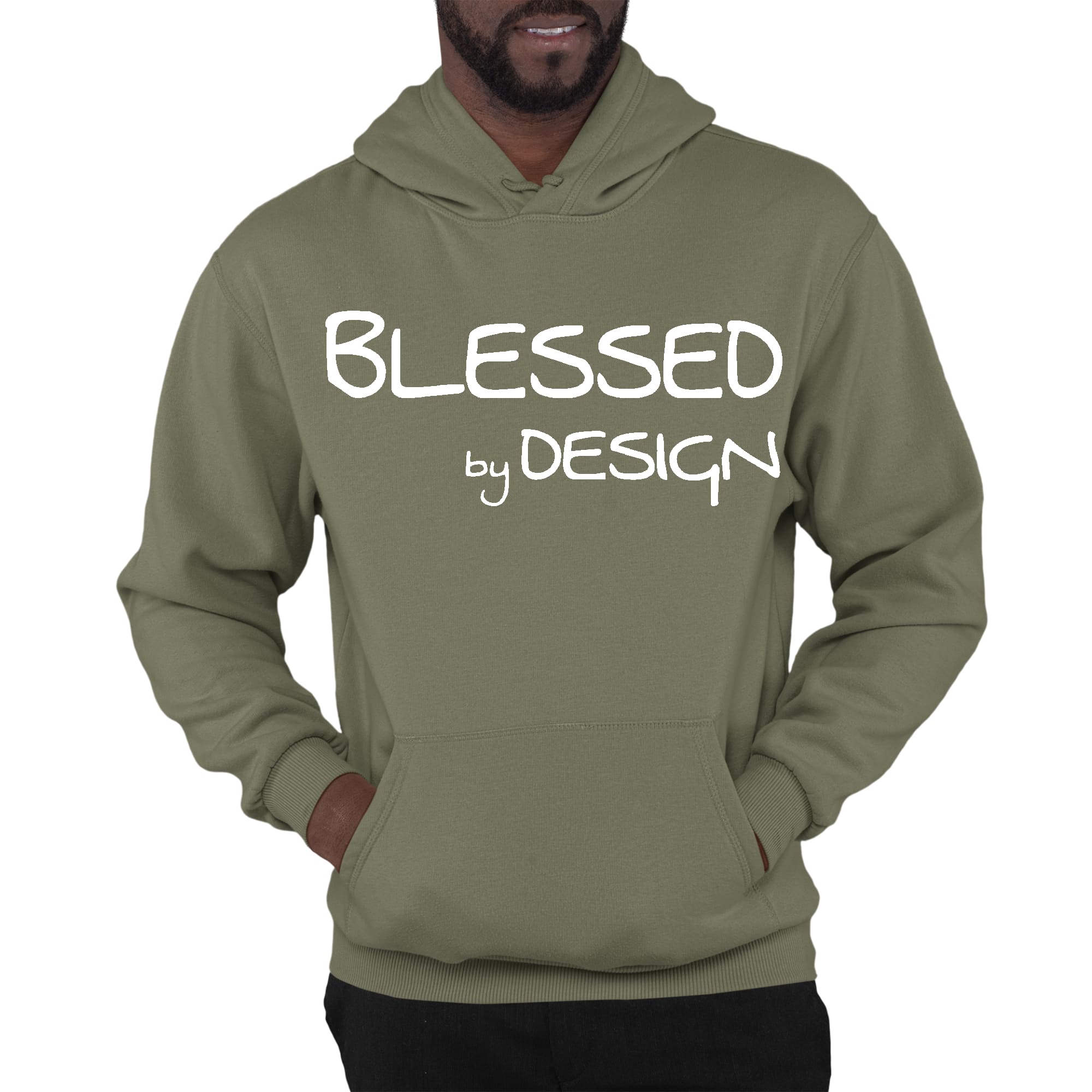 Mens Graphic Hoodie Blessed by Design - Inspirational Affirmation