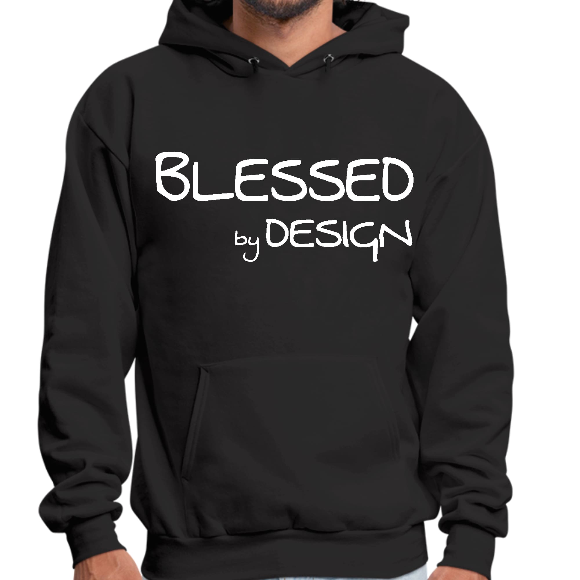 Mens Graphic Hoodie Blessed by Design - Inspirational Affirmation