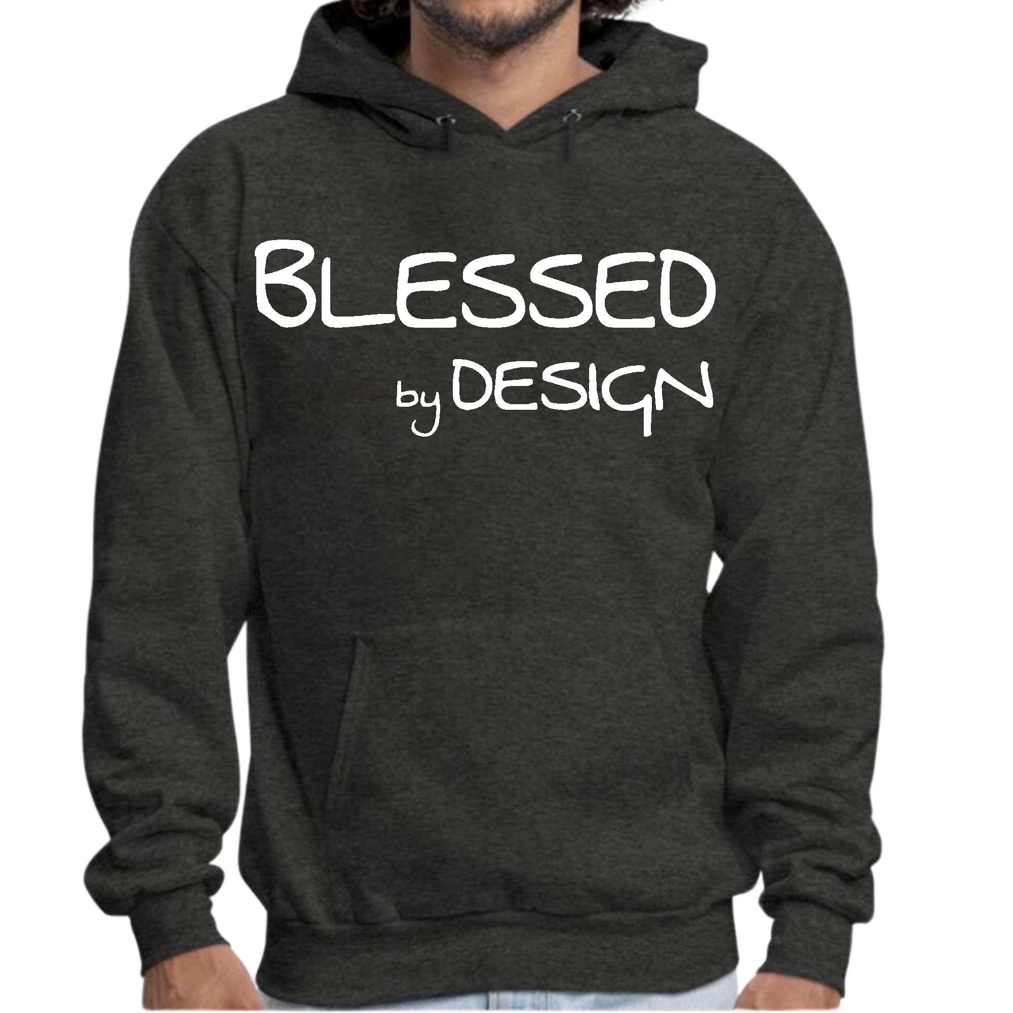 Mens Graphic Hoodie Blessed by Design - Inspirational Affirmation