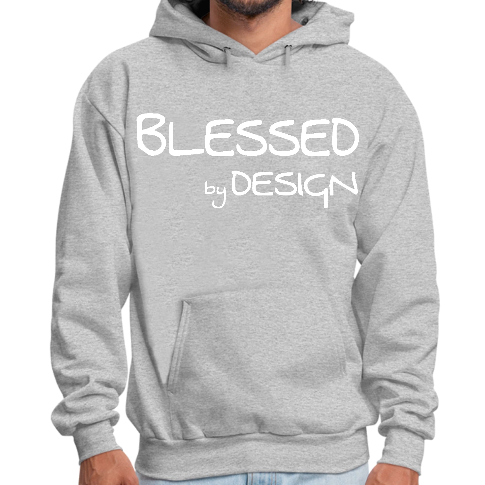 Mens Graphic Hoodie Blessed by Design - Inspirational Affirmation