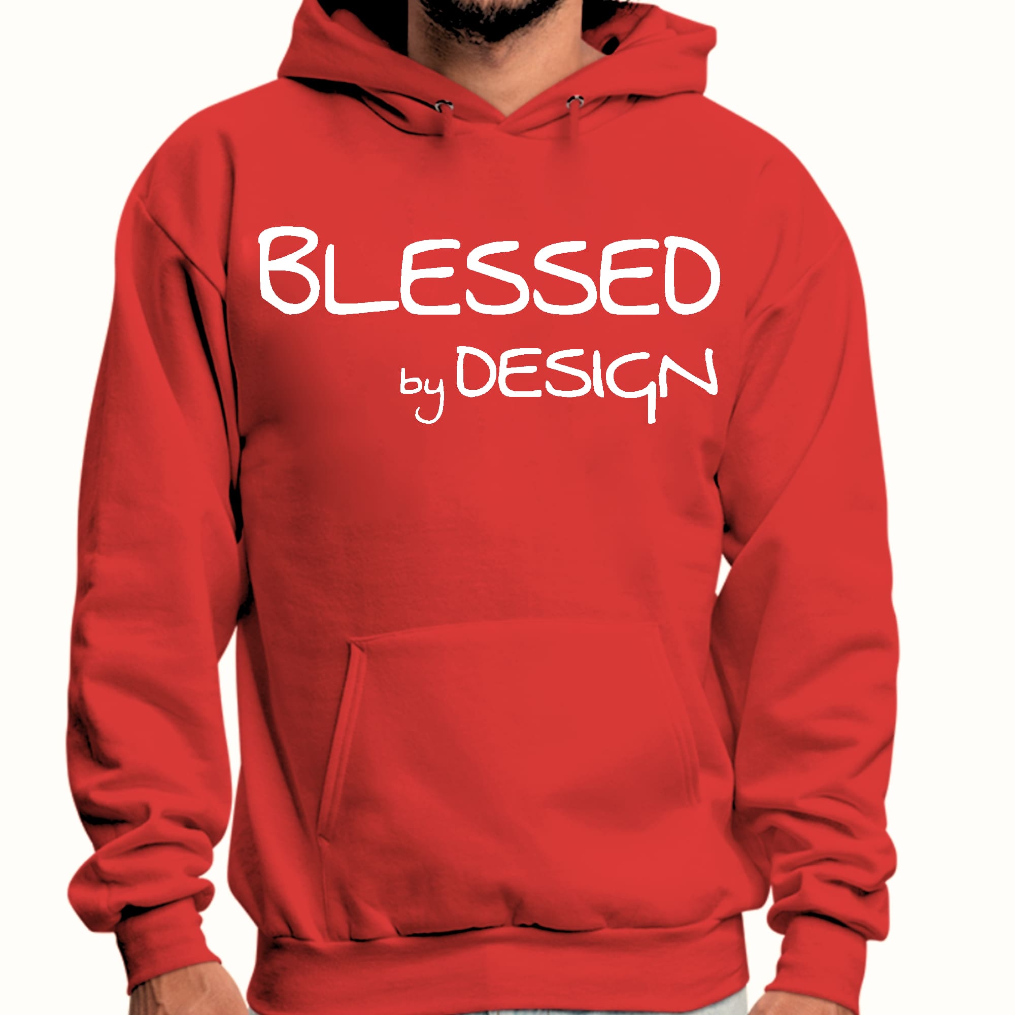 Mens Graphic Hoodie Blessed by Design - Inspirational Affirmation