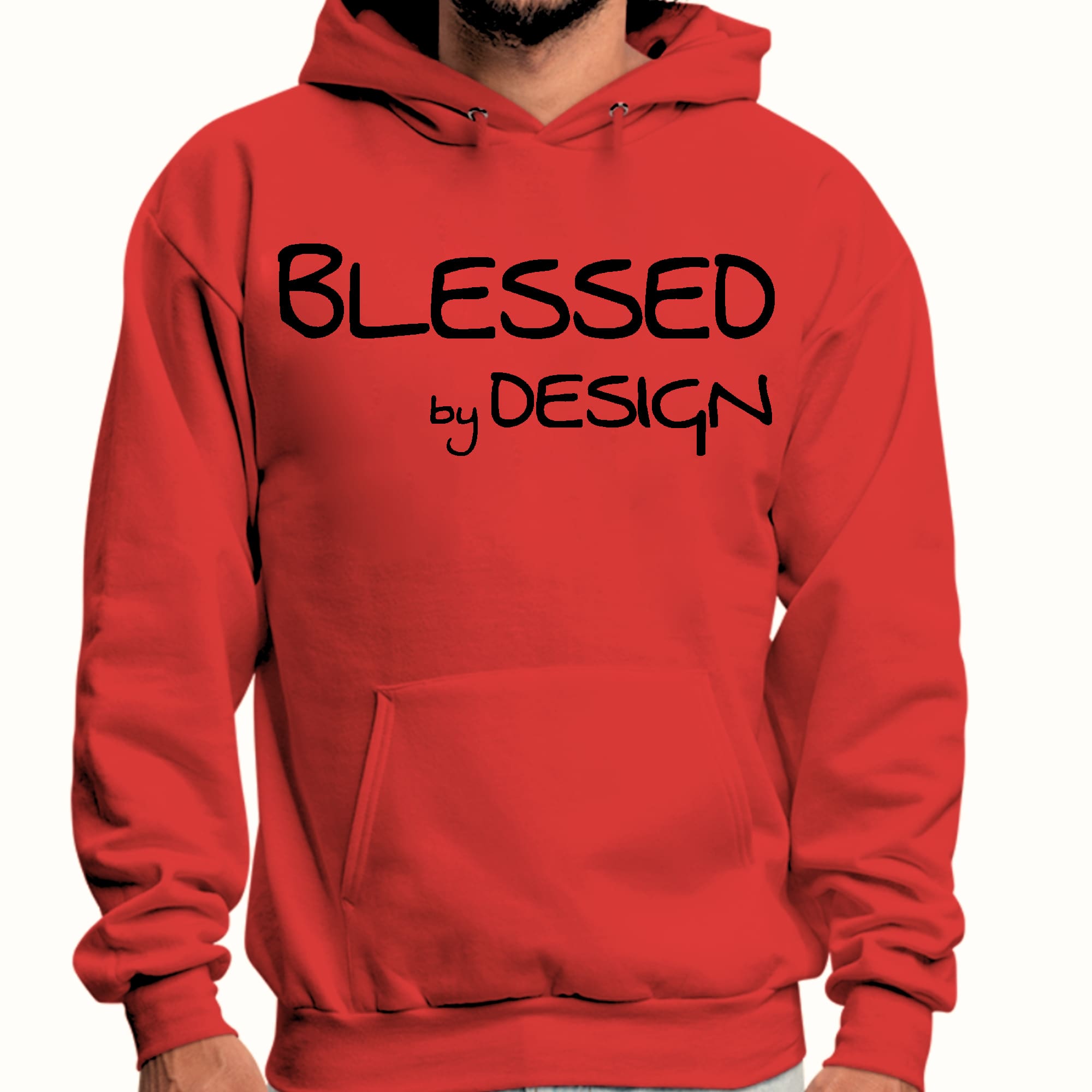 Mens Graphic Hoodie Blessed by Design - Inspirational Affirmation -