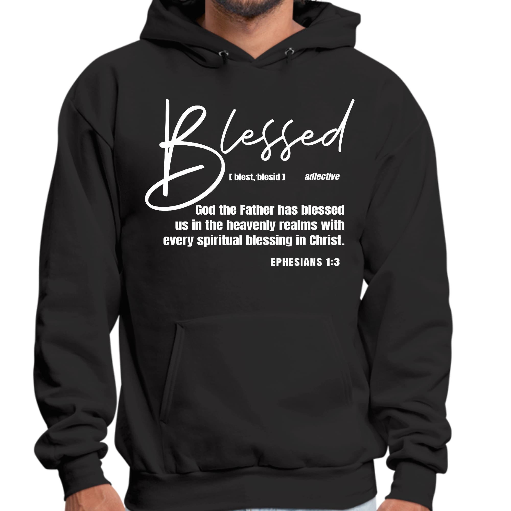 Mens Graphic Hoodie Blessed in Christ