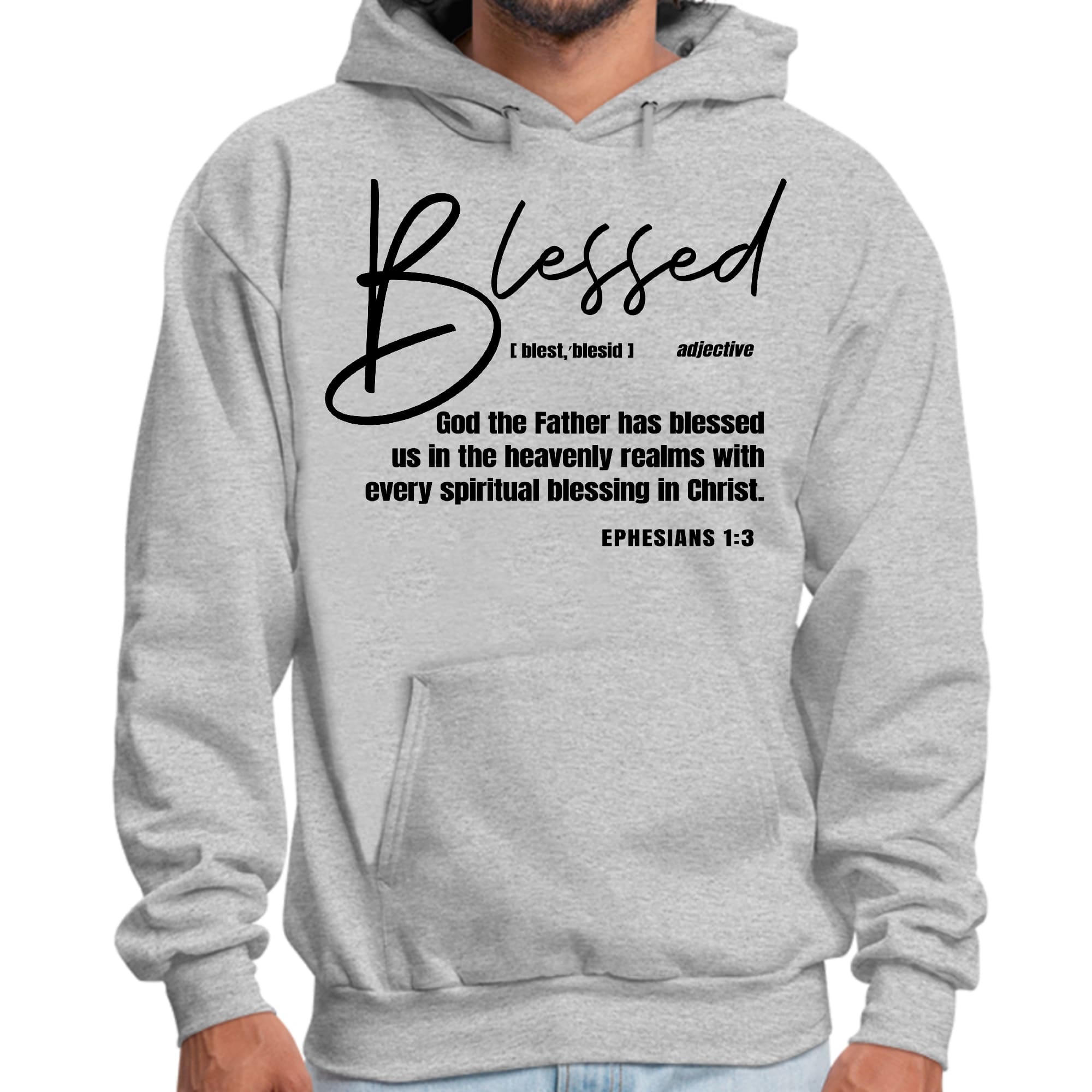 Mens Graphic Hoodie Blessed in Christ