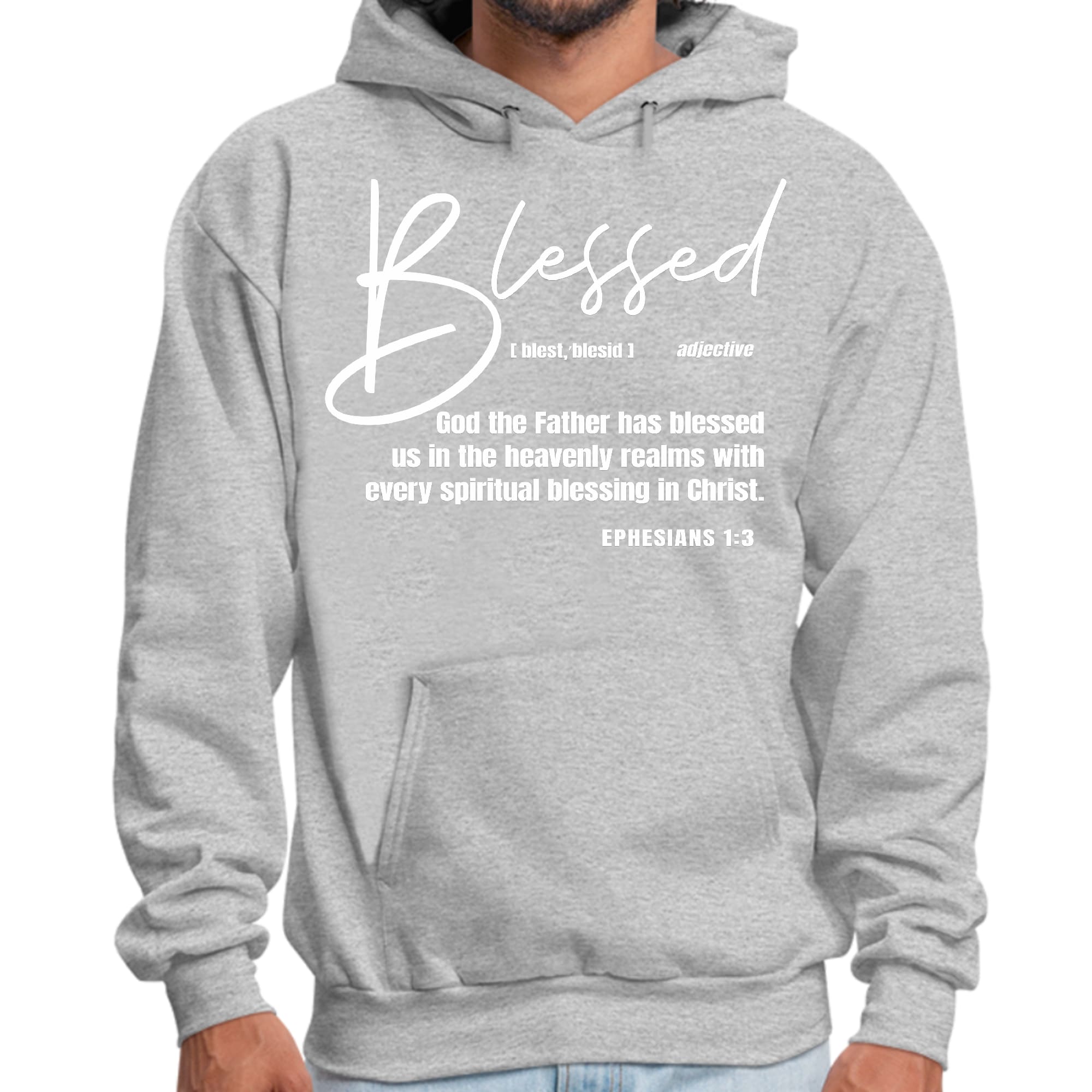 Mens Graphic Hoodie Blessed in Christ