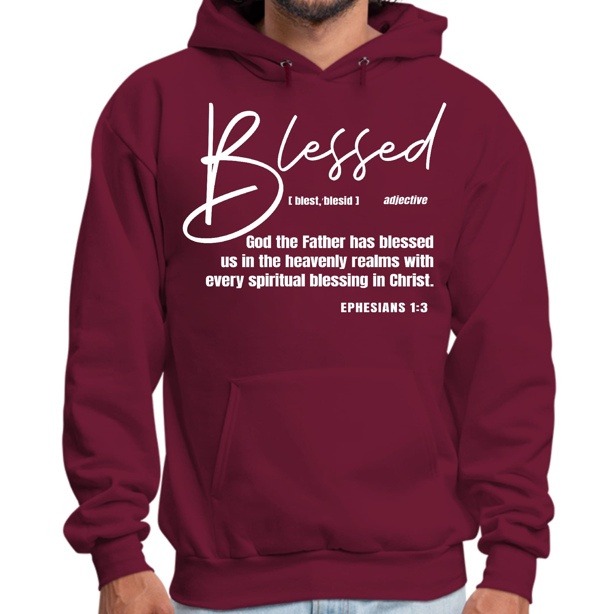 Mens Graphic Hoodie Blessed in Christ