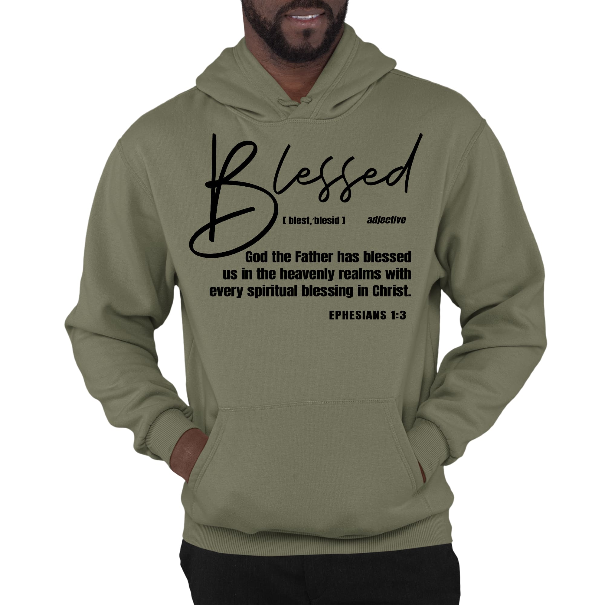 Mens Graphic Hoodie Blessed in Christ