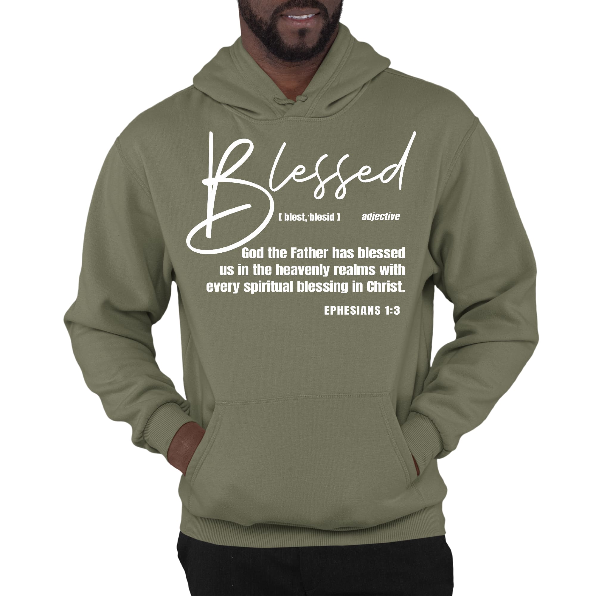 Mens Graphic Hoodie Blessed in Christ