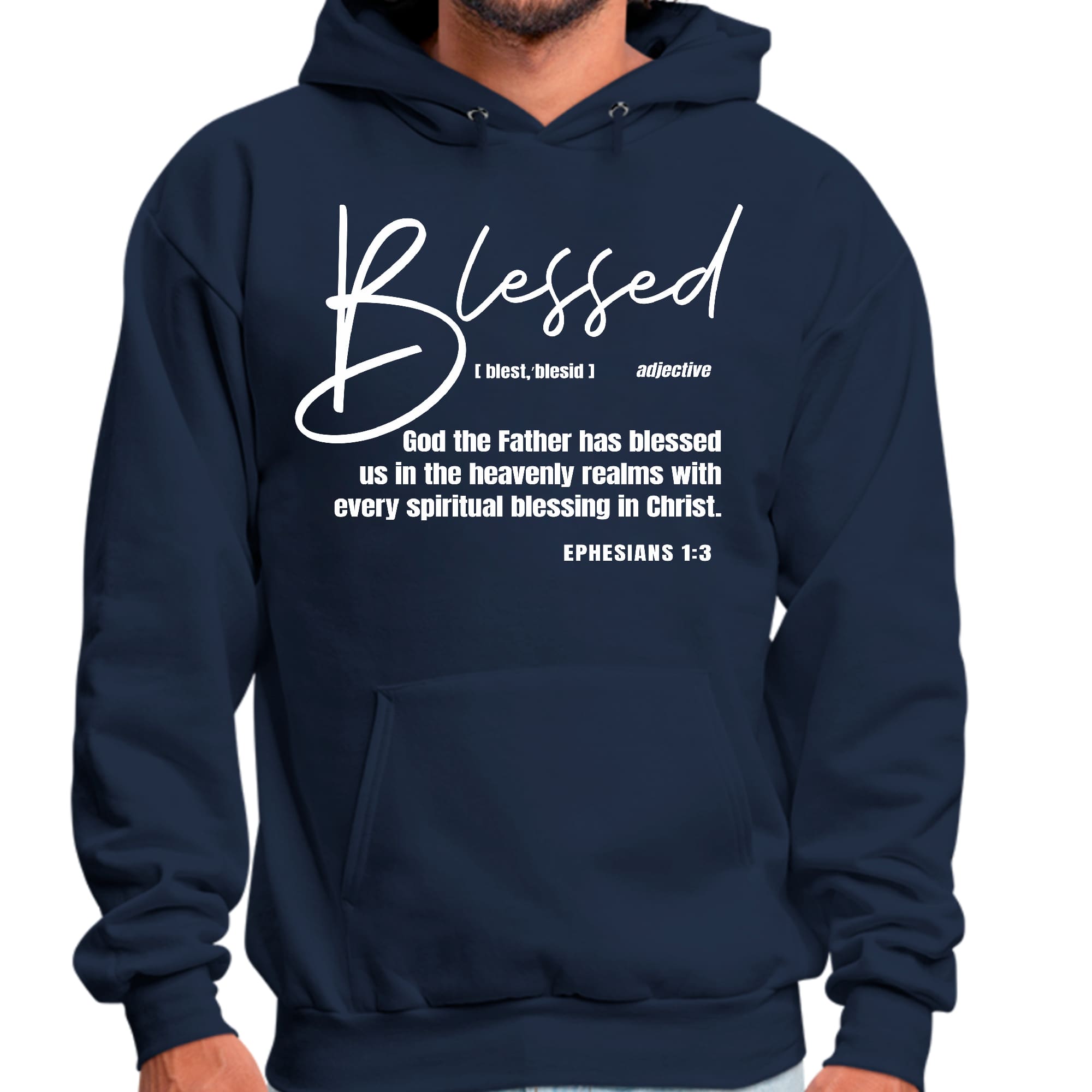 Mens Graphic Hoodie Blessed in Christ